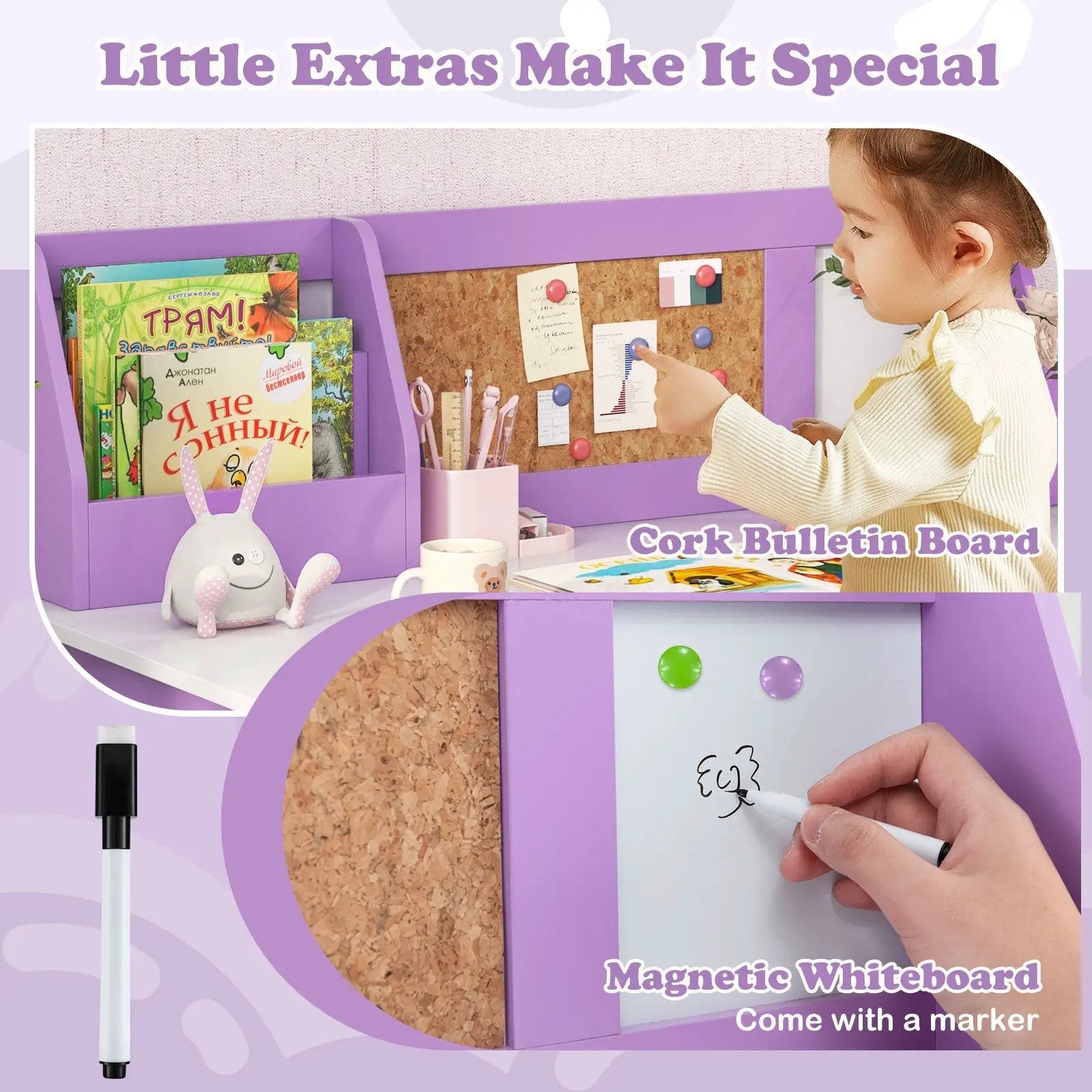 Kids Table and Chair Set for Arts Crafts Homework Home School-Purple by DirectDeals