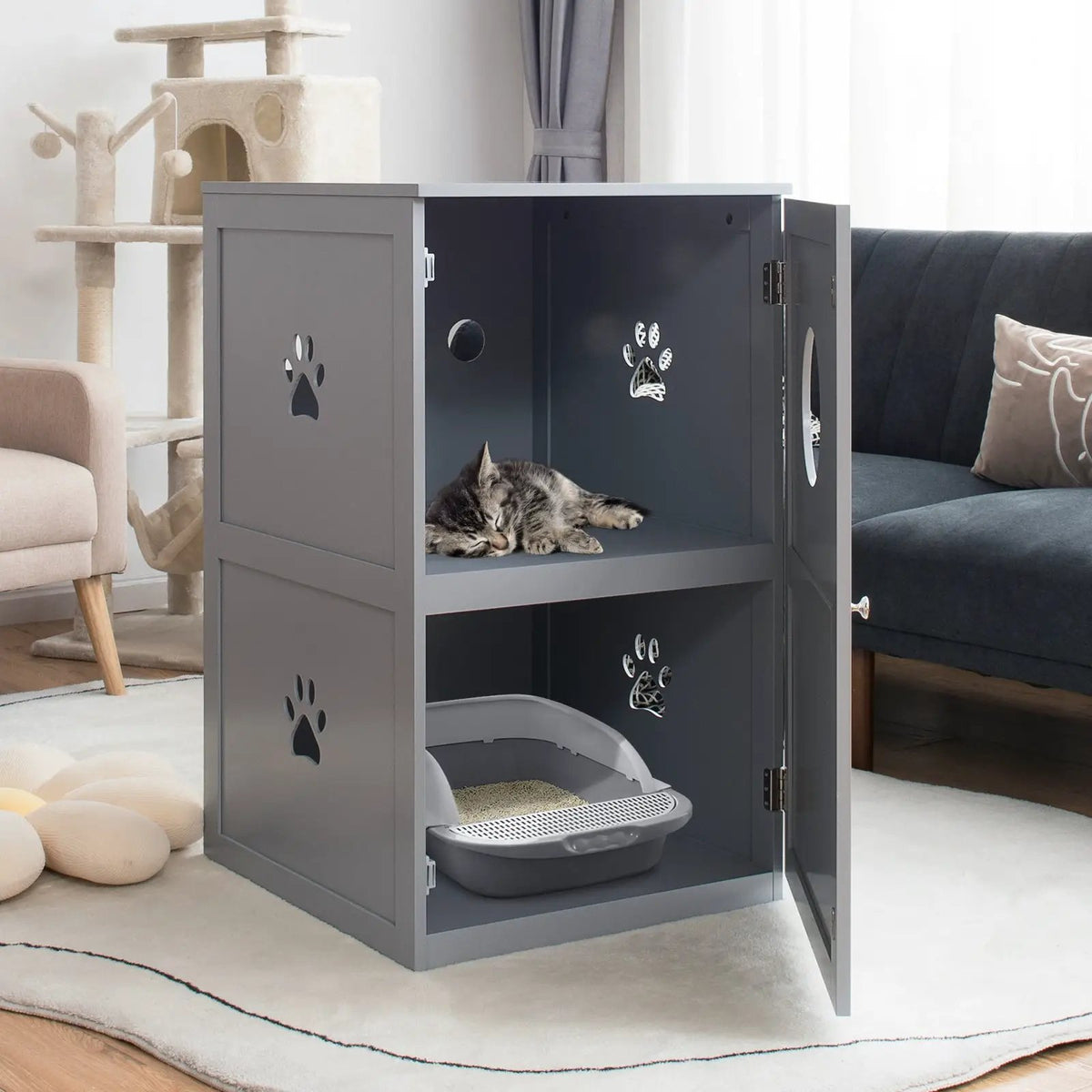 2-tier Litter Hidden Cat House With Anti-toppling Device, photo 15 of 16