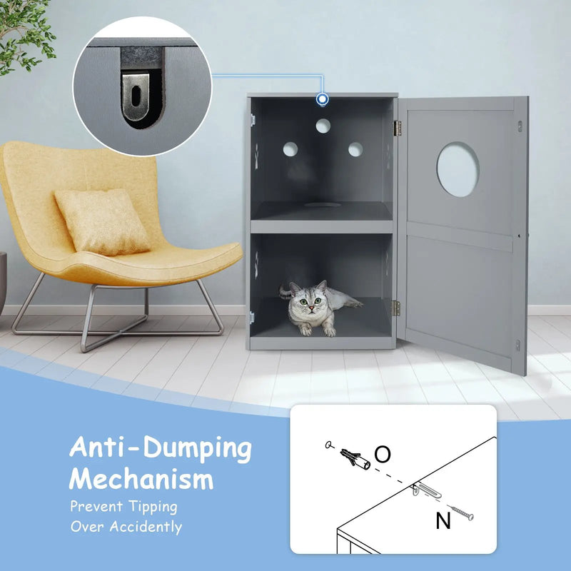 2-tier Litter Hidden Cat House With Anti-toppling Device by DirectDeals