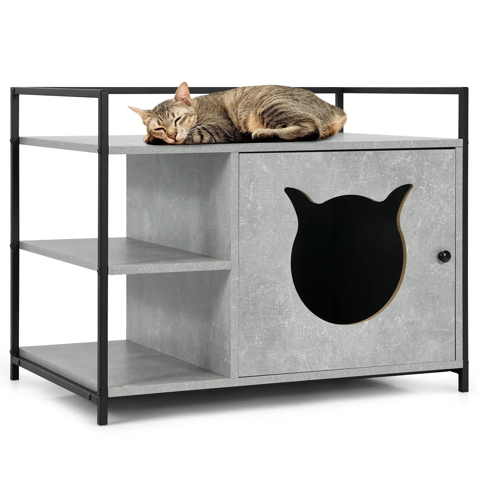 Enclosure Hidden Litter Furniture Cabinet with 2-Tier Storage Shelf by DirectDeals