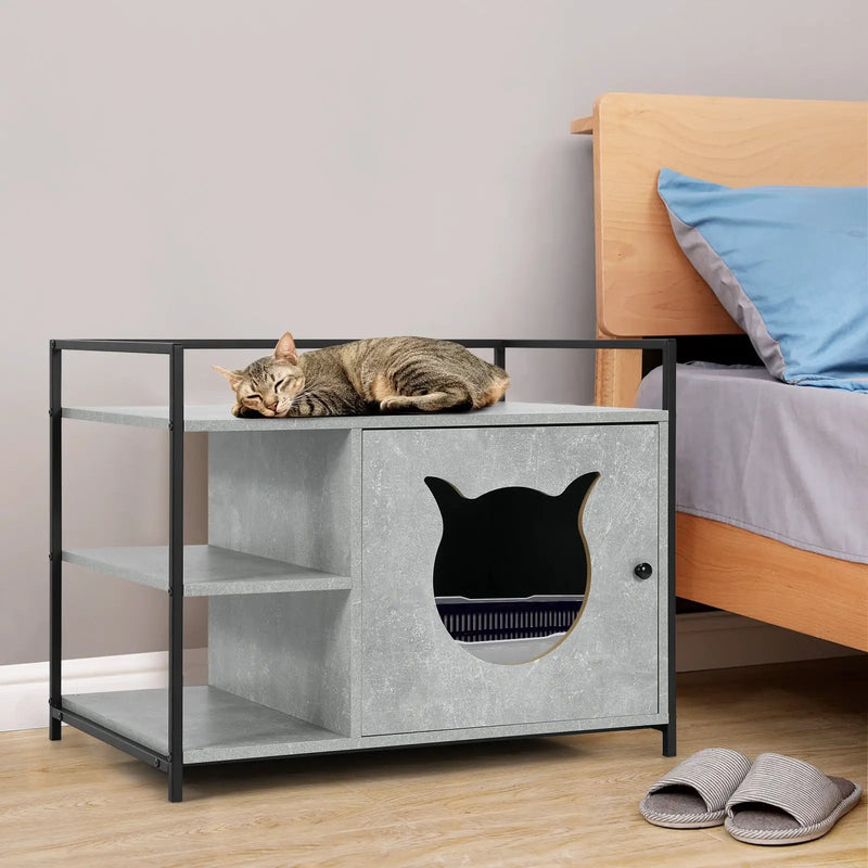 Enclosure Hidden Litter Furniture Cabinet with 2-Tier Storage Shelf by DirectDeals