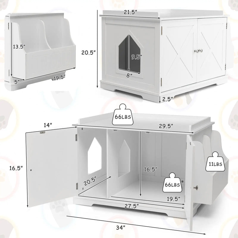 Large Wooden Cat Litter Box Enclosure with the Storage Rack by DirectDeals