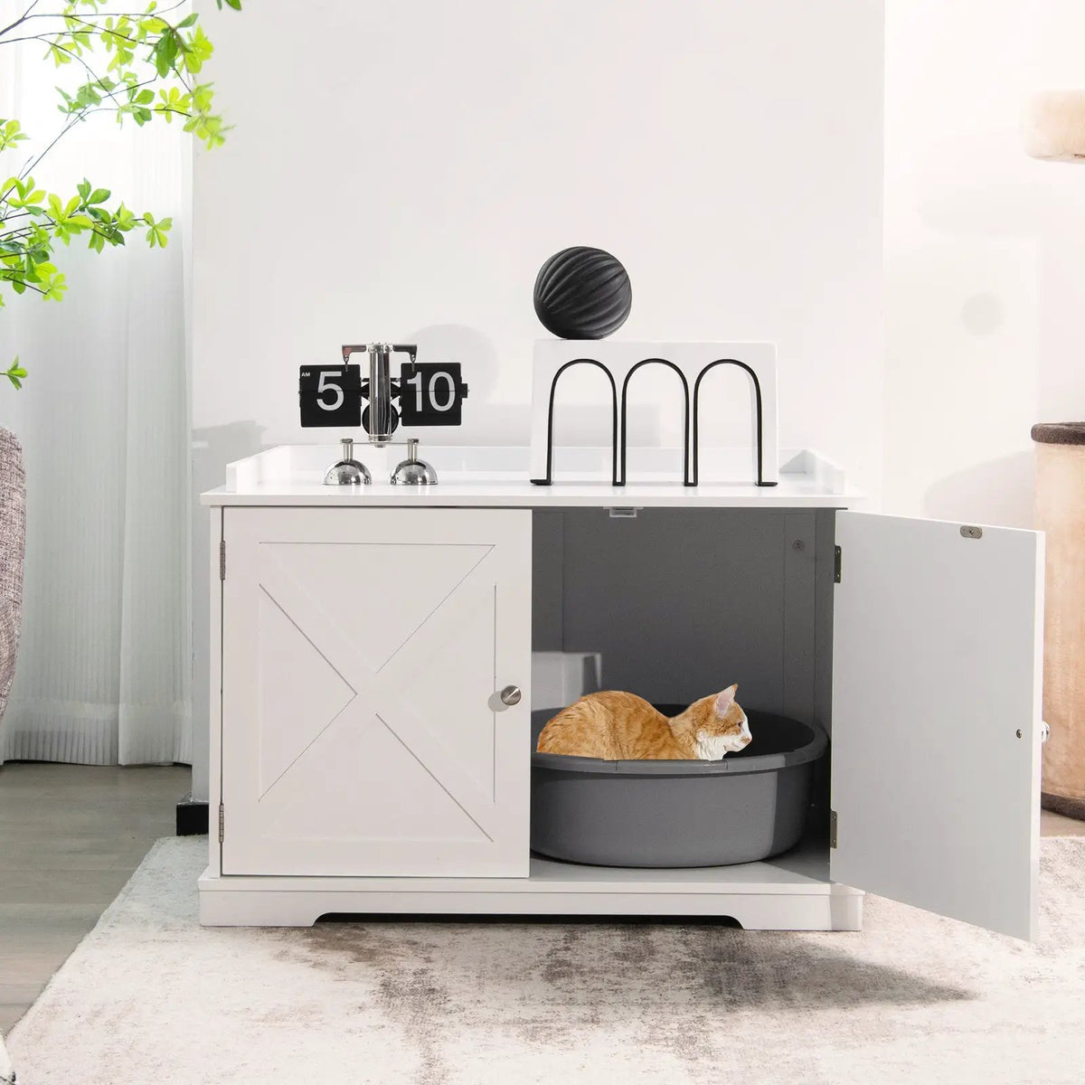 Large Wooden Cat Litter Box Enclosure with the Storage Rack, photo 4 of 16