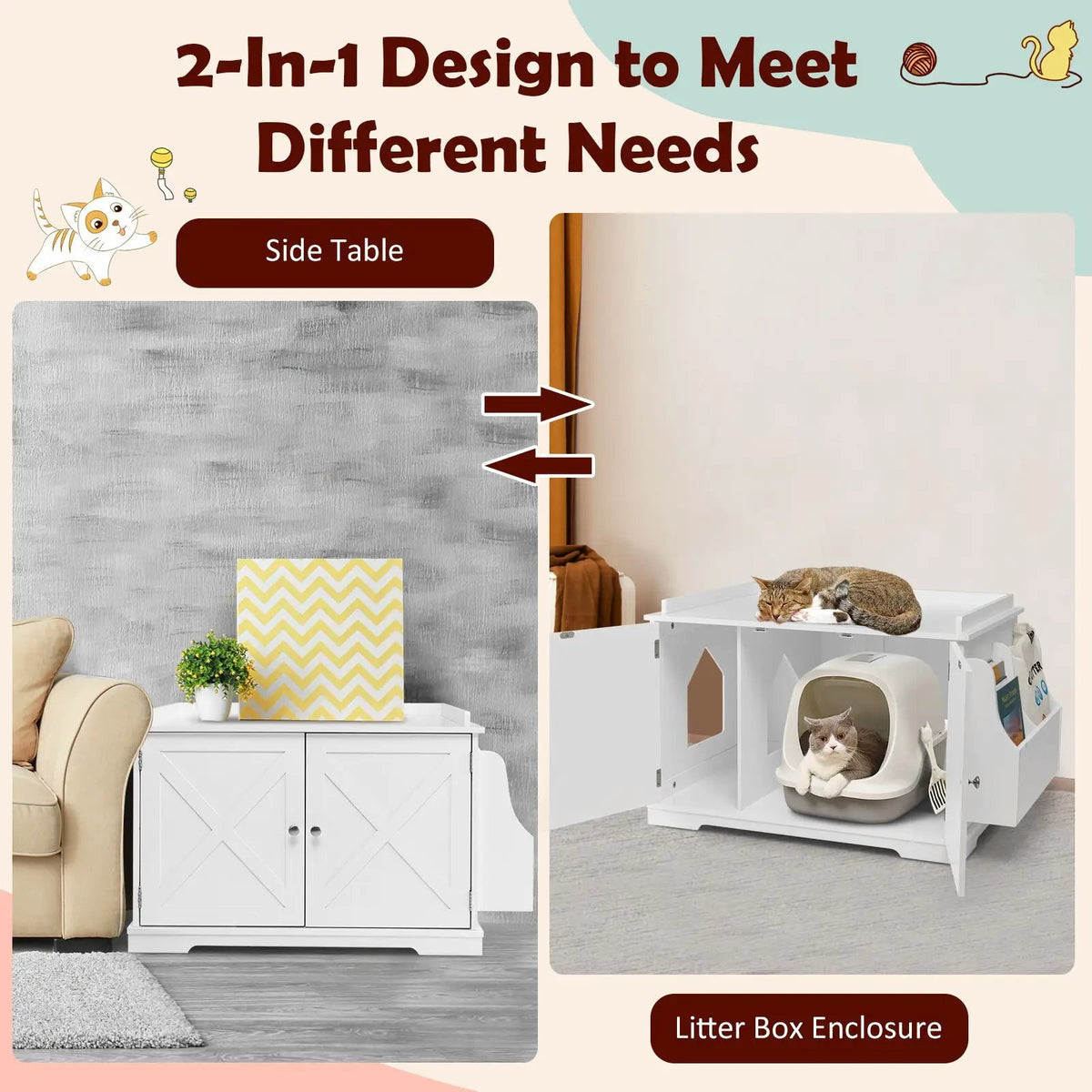 Large Wooden Cat Litter Box Enclosure with the Storage Rack, photo 16 of 16