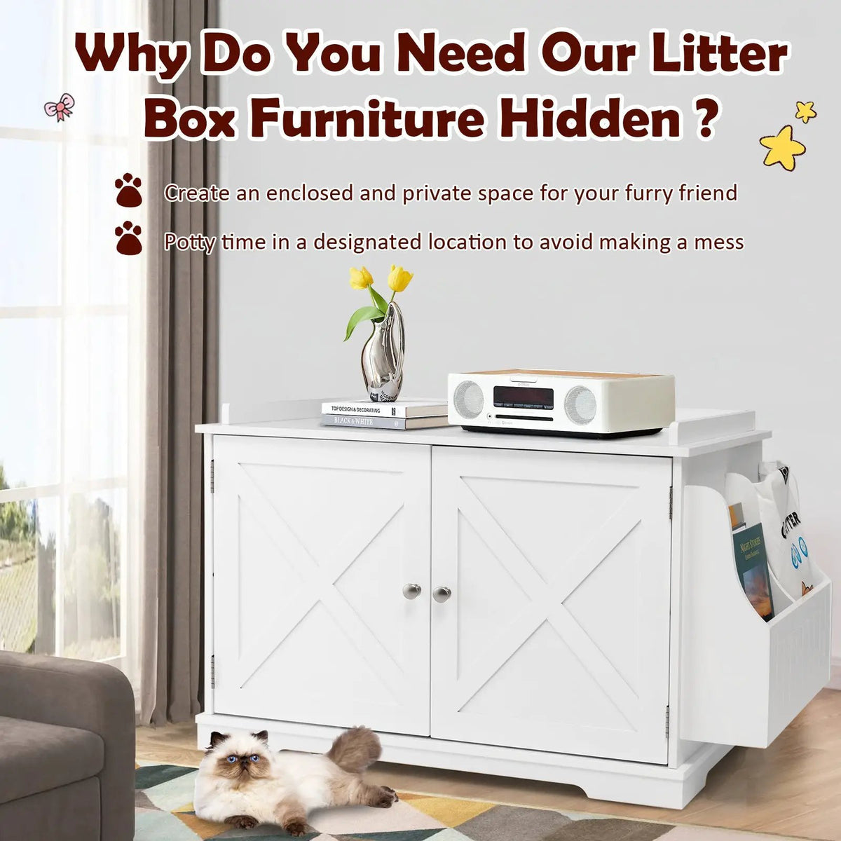 Large Wooden Cat Litter Box Enclosure with the Storage Rack, photo 14 of 16