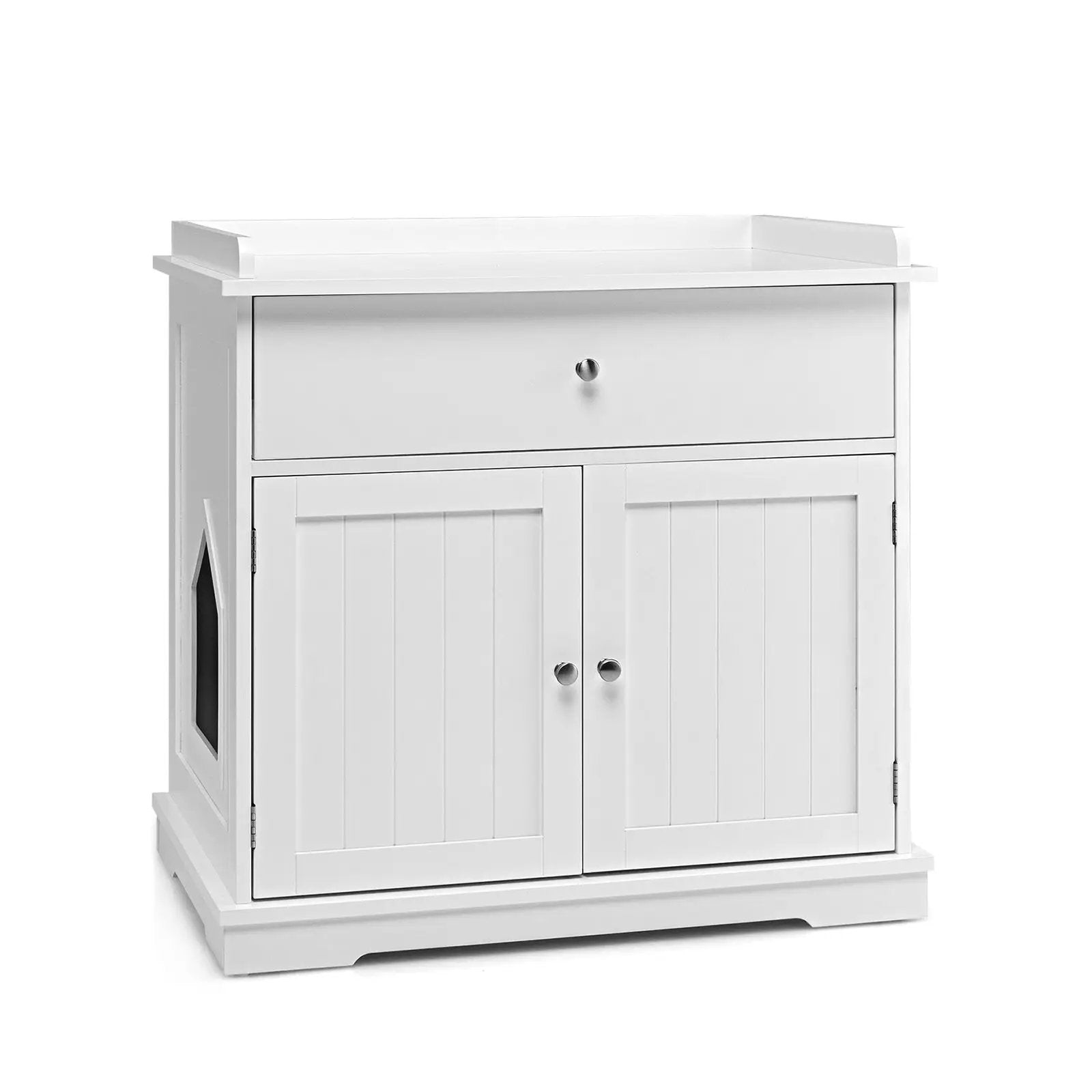 Wooden Cat Litter Box Enclosure with Drawer Side Table Furniture by DirectDeals