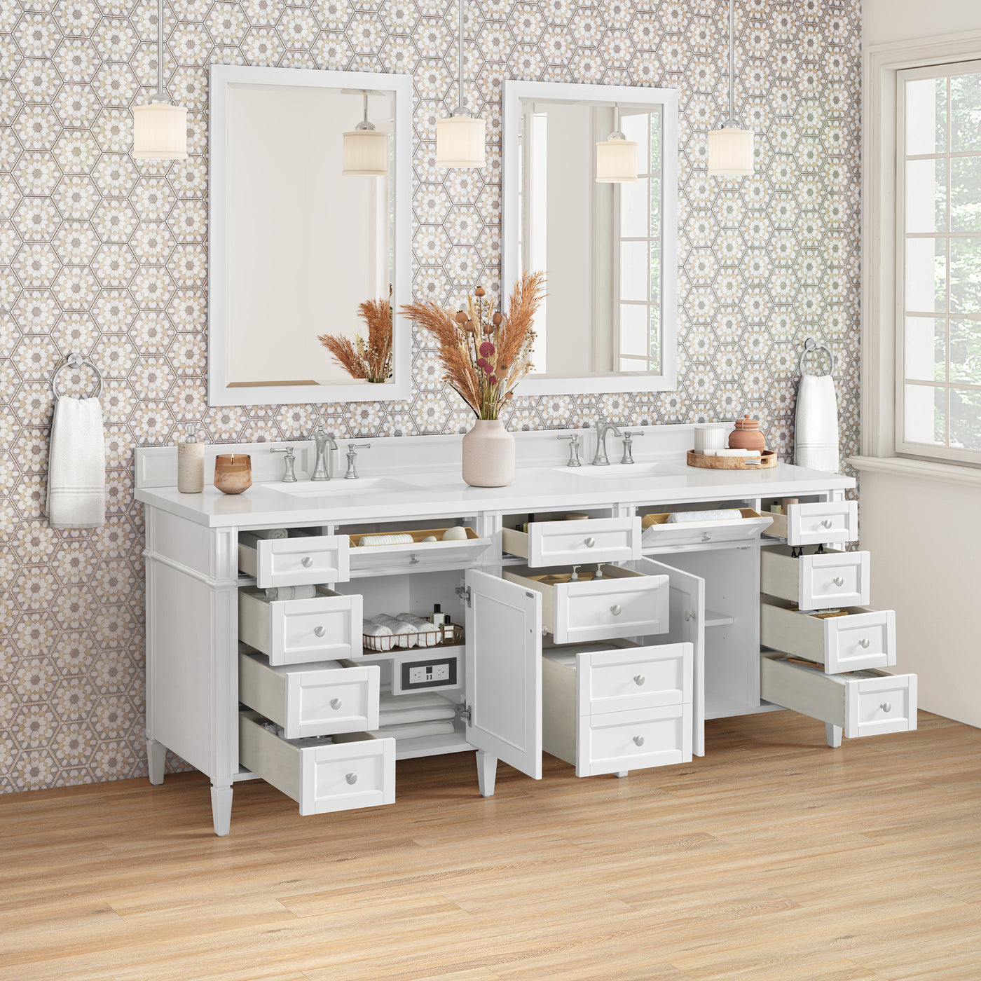 James Martin Brittany 84" Double Bathroom Vanity, Bright White, view 20