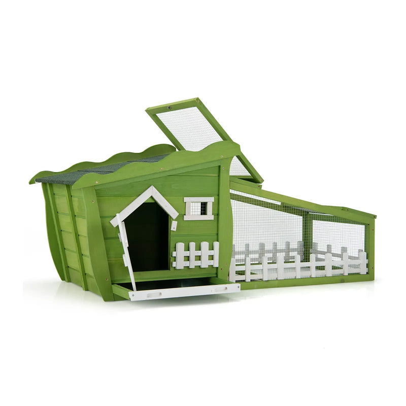 62 Inch Wooden Rabbit Hutch with Pull Out Tray by DirectDeals