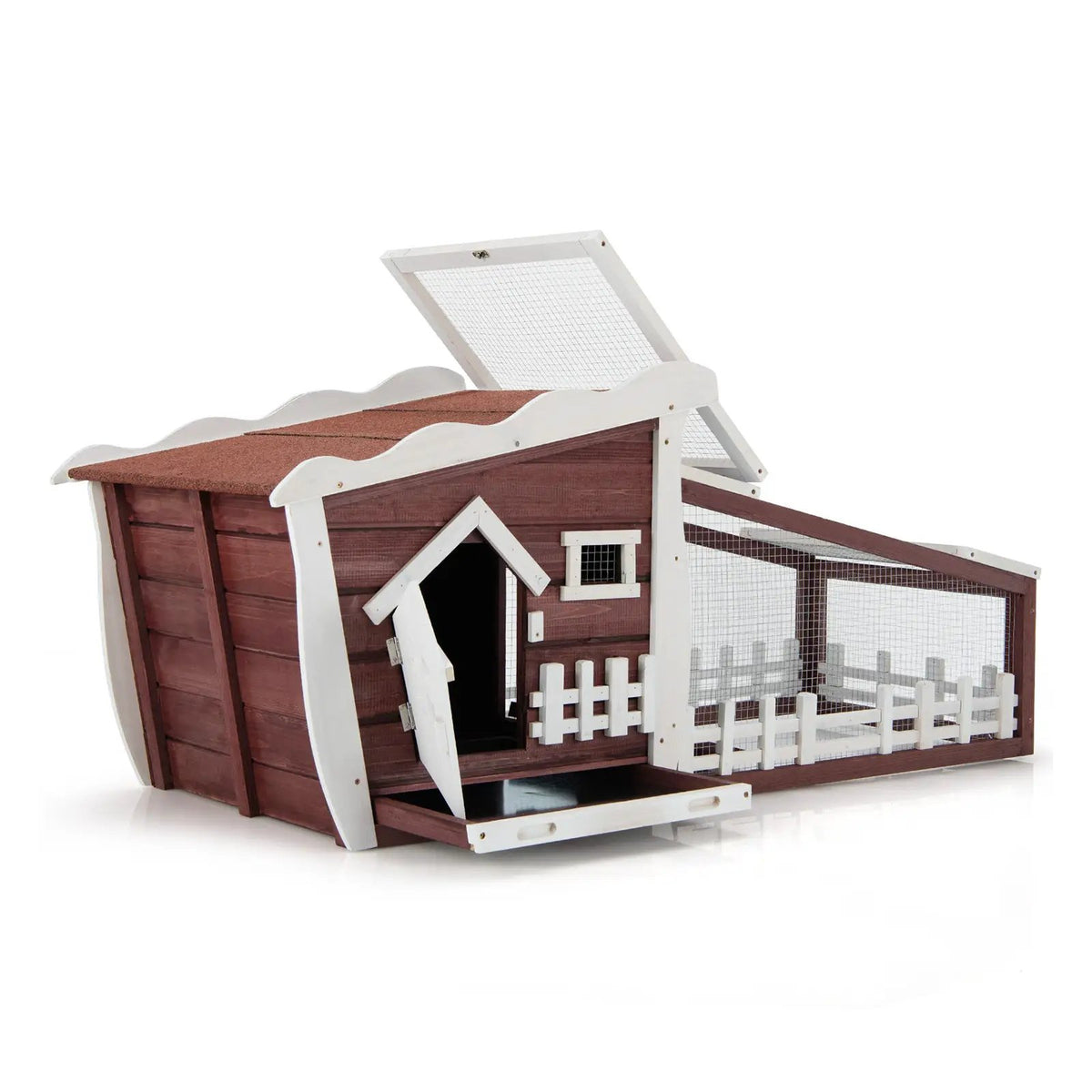 62 Inch Wooden Rabbit Hutch with Pull Out Tray, photo 3 of 9