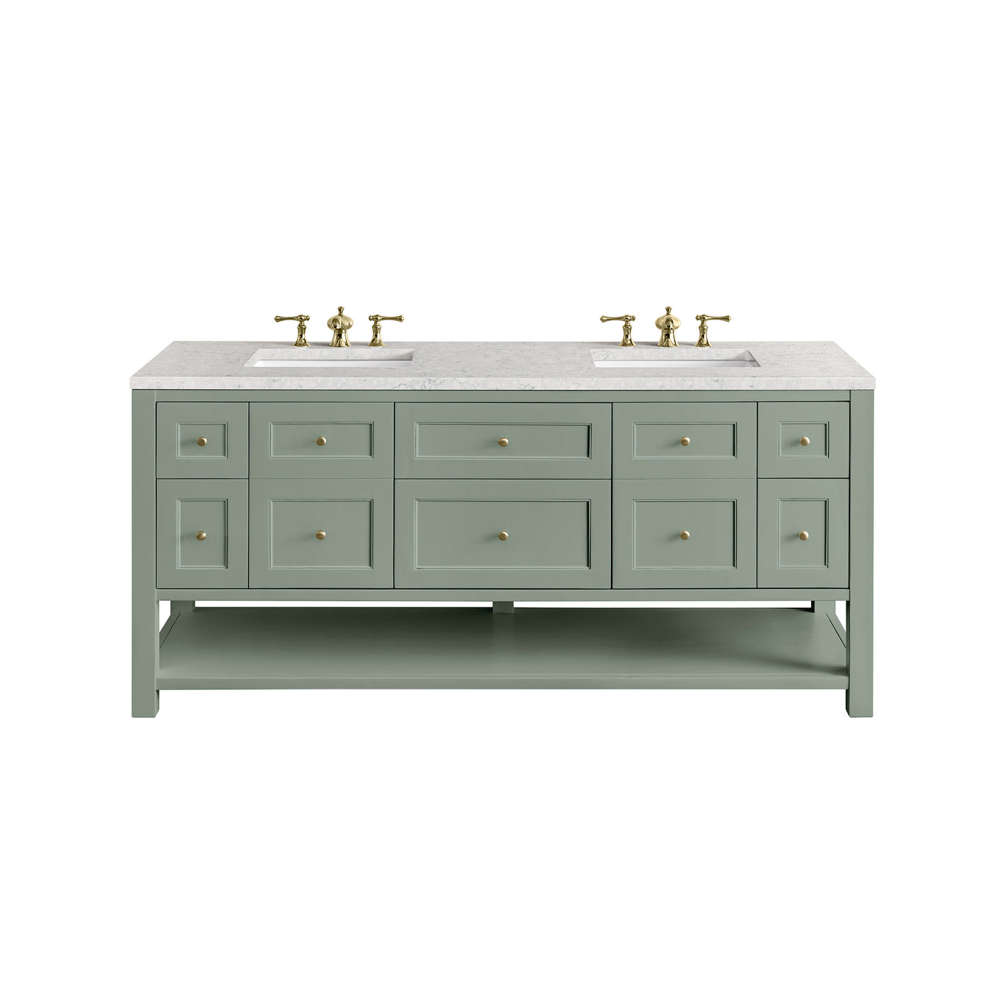 James Martin Breckenridge 72" Double Bathroom Vanity, Smokey Celadon with Eternal Jasmine Pearl countertop
