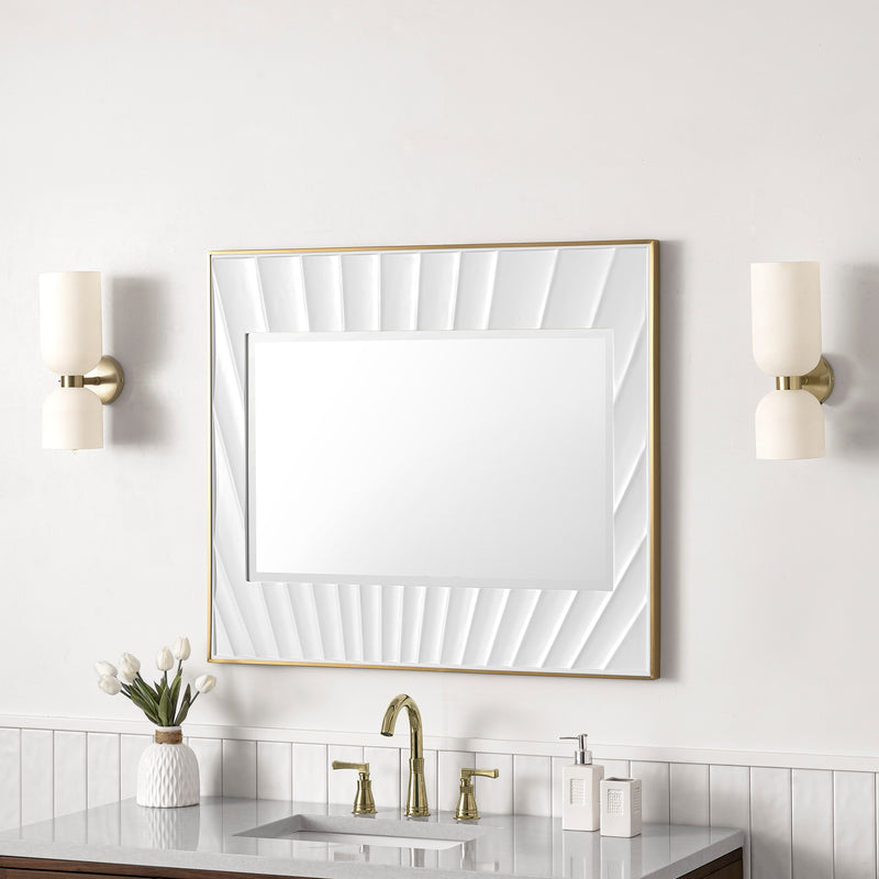 James Martin Soleil 36" Mirror, Matte White with Gold, view 3