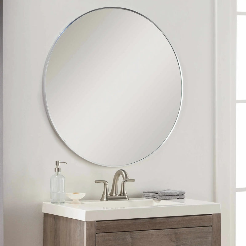 Pontalina Round Silver Gray Mirror by Boutique Rugs