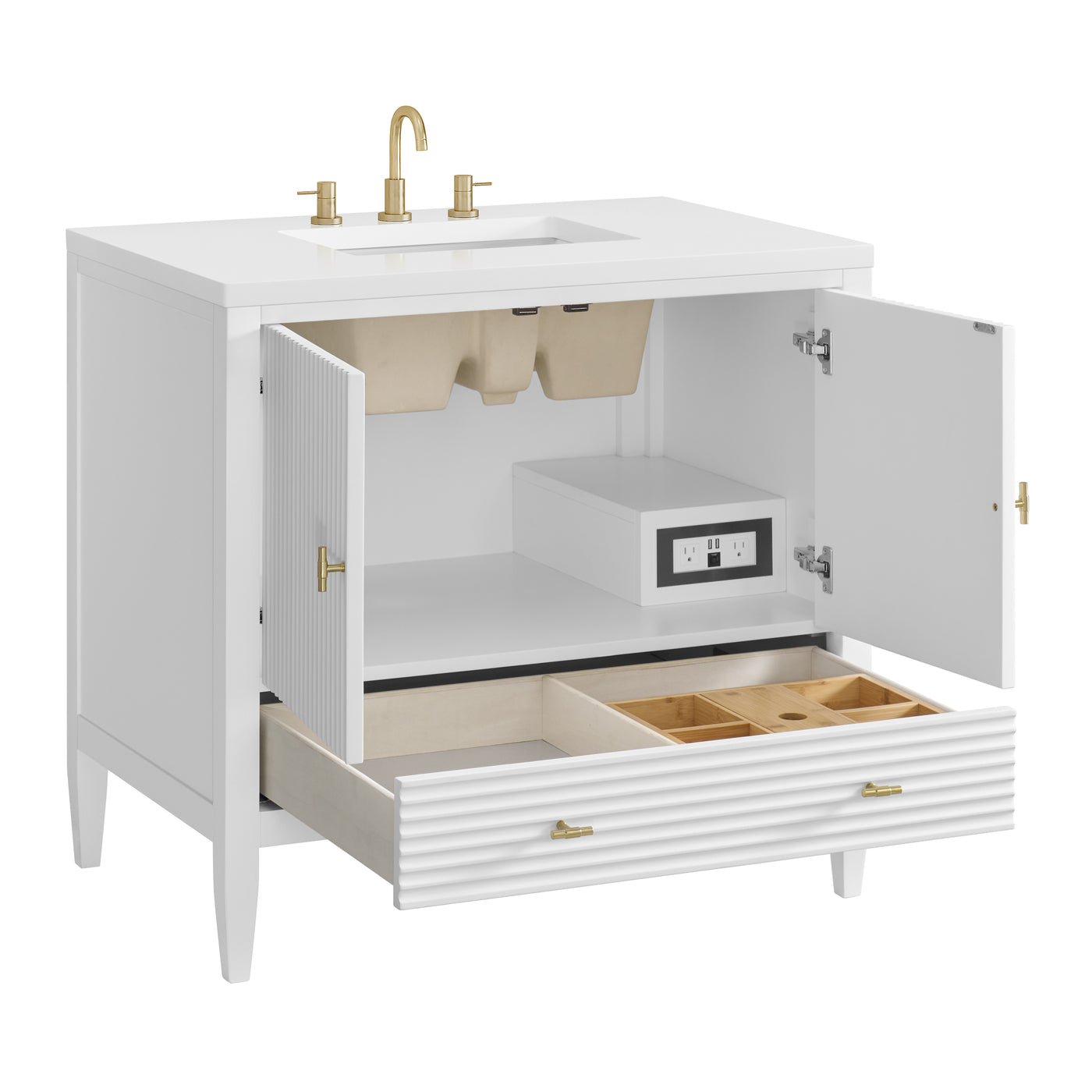 James Martin Myrrin 36" Single Bathroom Vanity, Bright White, view 40