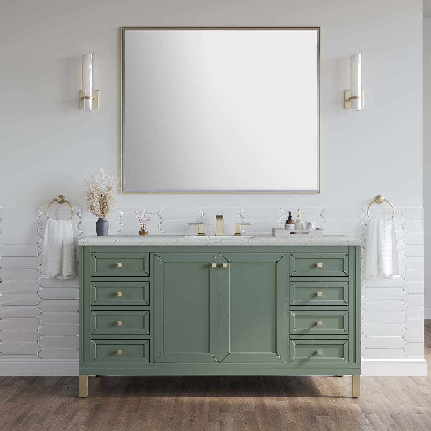 James Martin Chicago 60" Single Bathroom Vanity, Smokey Celadon, view 39
