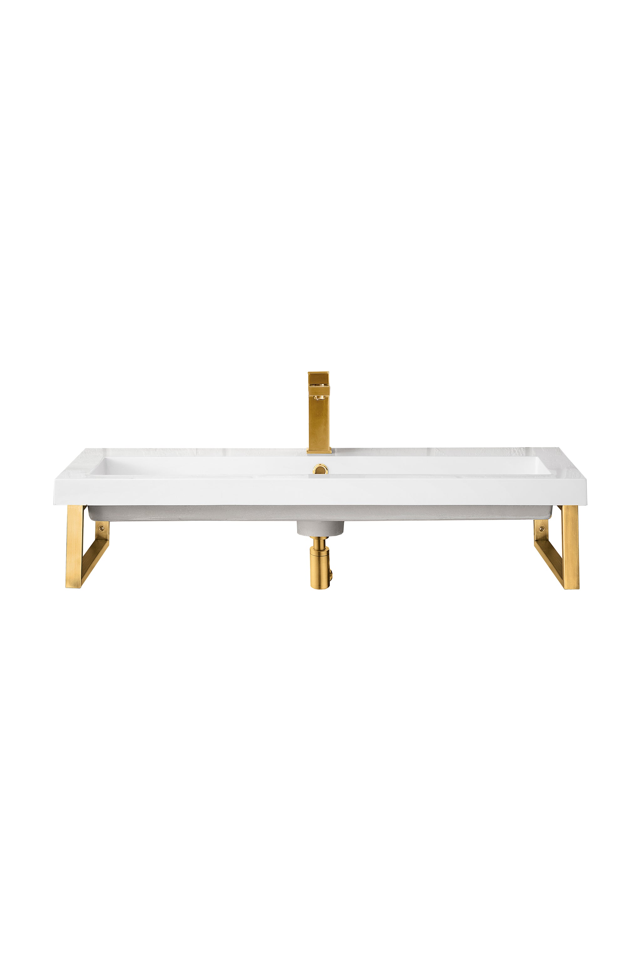 James Martin Boston 15.25" Floating Wall Bracket, Radiant Gold with White Glossy (39.5" Top) countertop