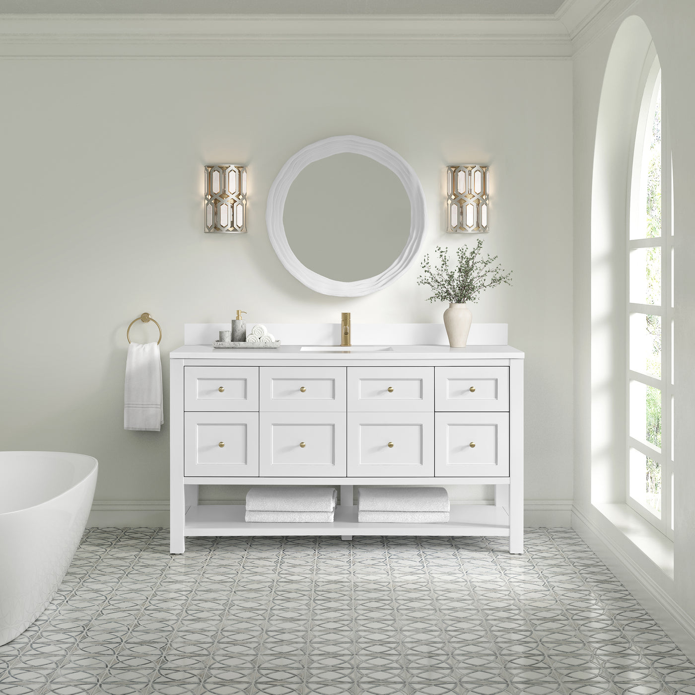 James Martin Breckenridge 60" Single Bathroom Vanity, Bright White, view 40