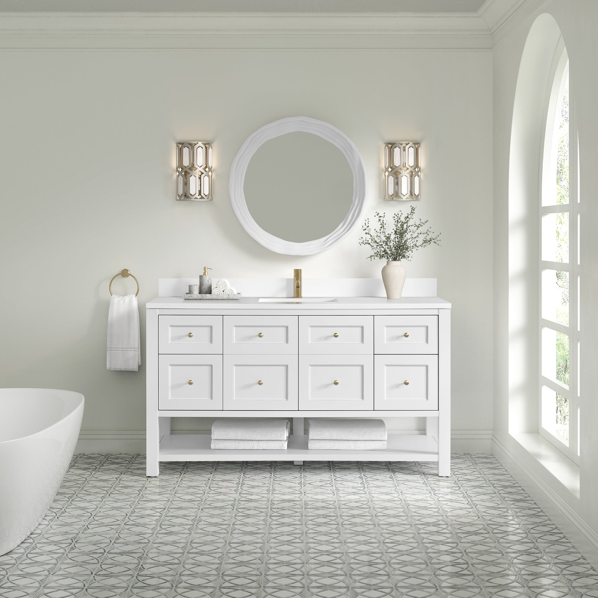 James Martin Breckenridge 60" Single Bathroom Vanity, Bright White, view 40
