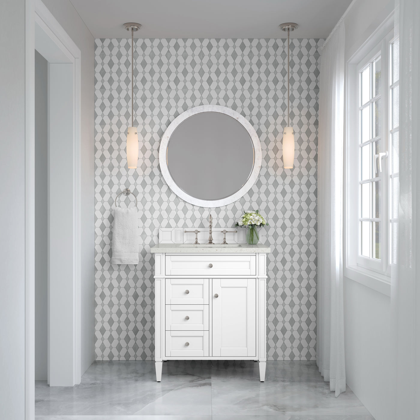 James Martin Brittany 30" Single Bathroom Vanity, Bright White, view 16