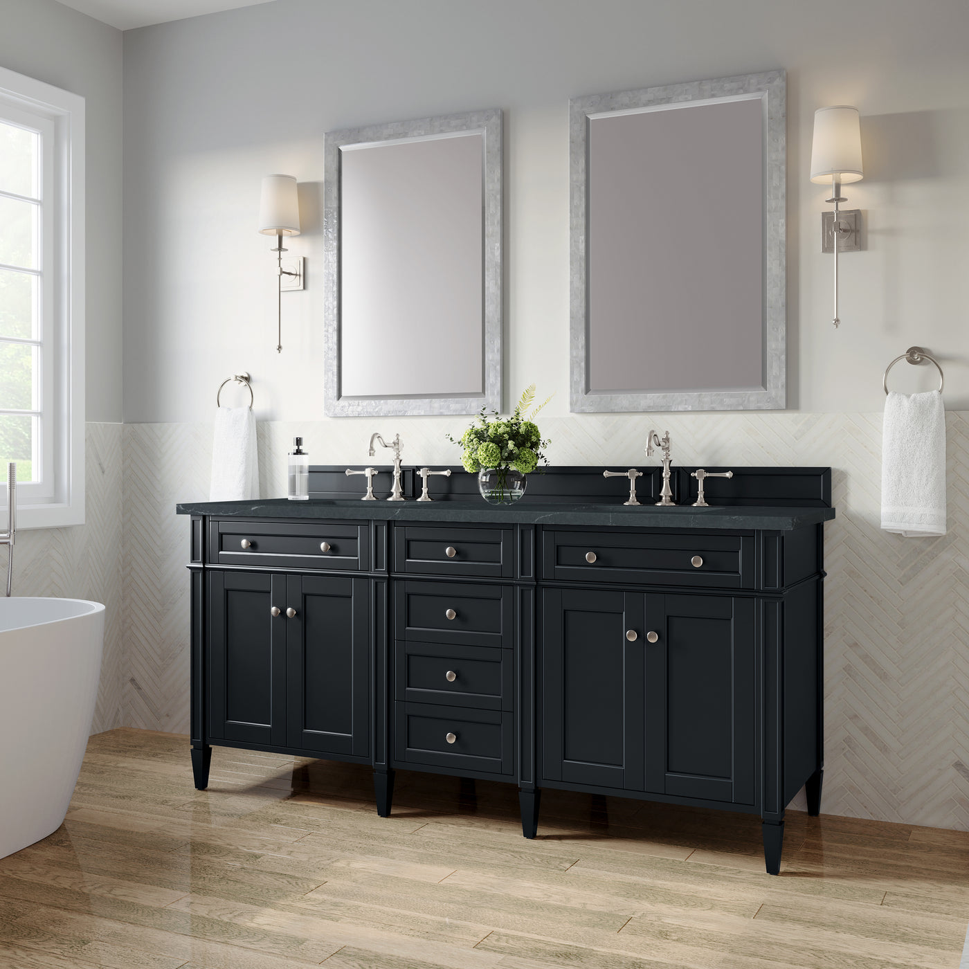 James Martin Brittany 72" Double Bathroom Vanity, Black Onyx, view 36
