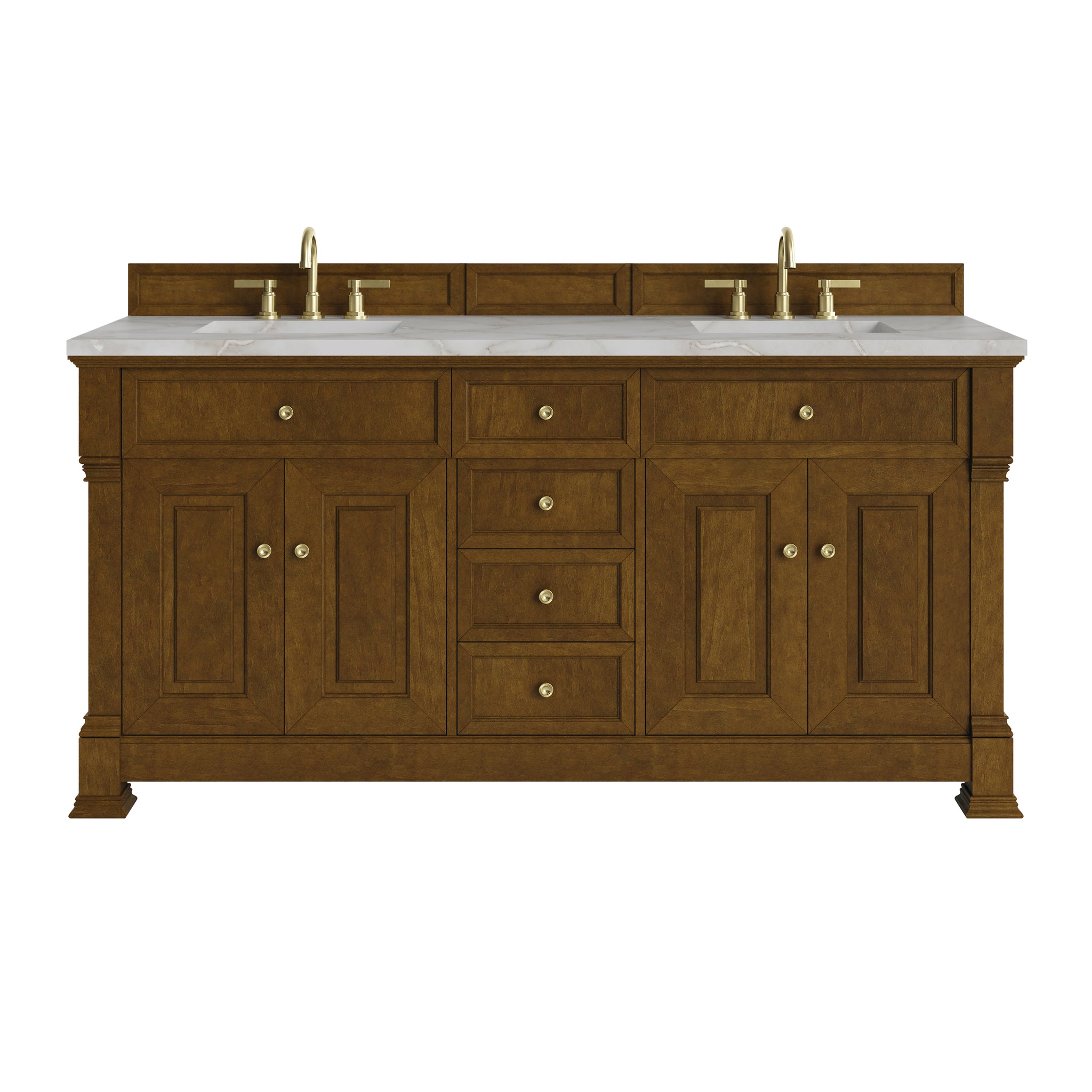 James Martin Brookfield 72" Double Bathroom Vanity, Honey Oak with Victorian Silver countertop