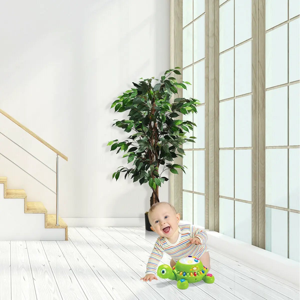 4 Feet In/Outdoor Trunks Artificial Ficus Silk Tree by DirectDeals
