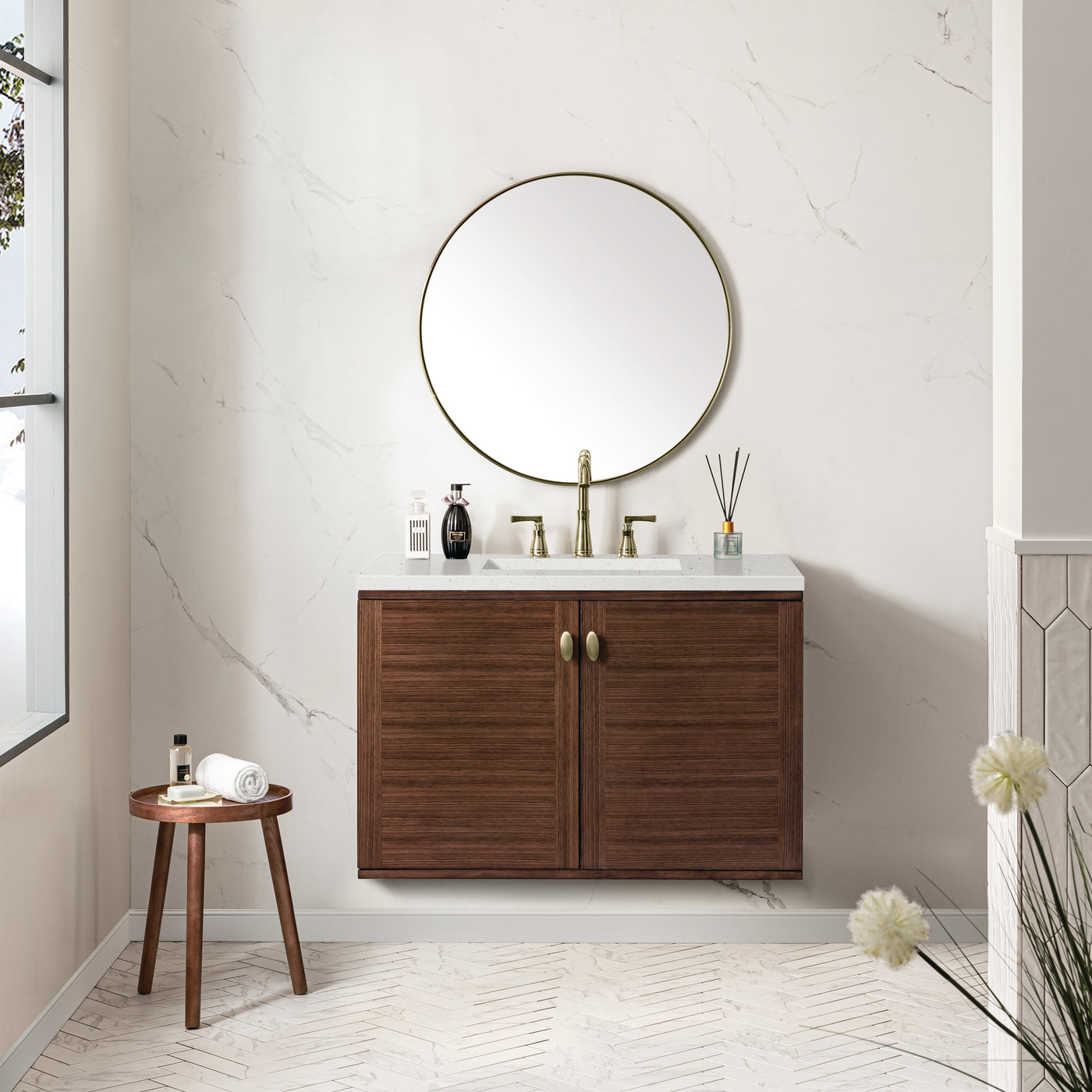 James Martin Amberly 36" Dual Mount Single Bathroom Vanity, Mid-Century Walnut, view 26