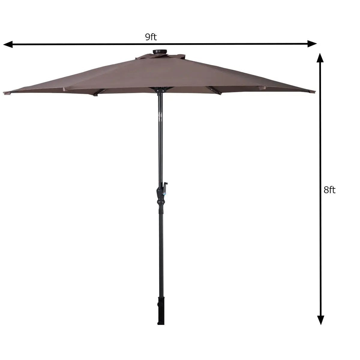 9FT Patio Solar Umbrella LED Patio Market Steel Tilt W/ Crank Outdoor New-Tan by DirectDeals