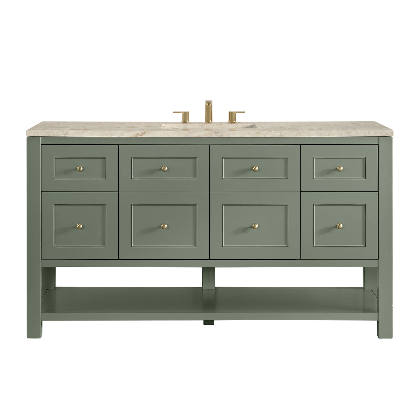 James Martin Breckenridge 60" Single Bathroom Vanity, Smokey Celadon with Tajnar countertop