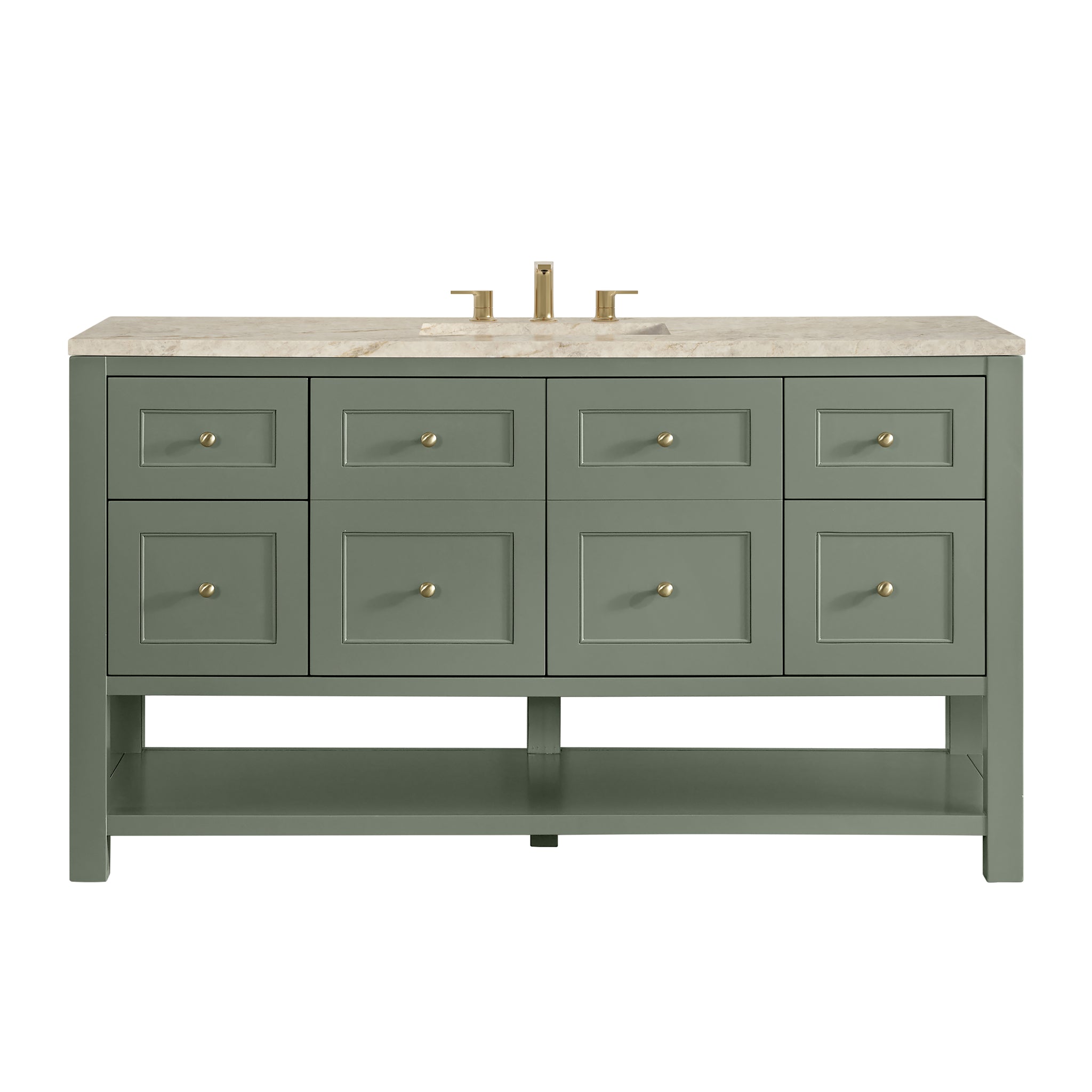 James Martin Breckenridge 60" Single Bathroom Vanity, Smokey Celadon with Tajnar countertop