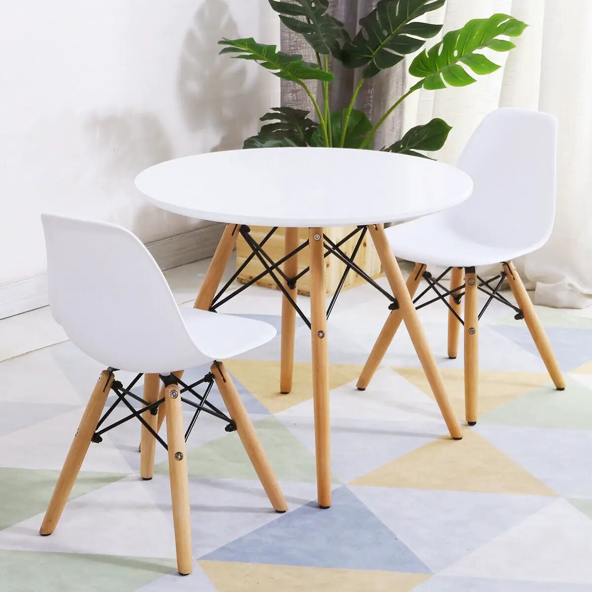 Kid's Modern Dining Table Set with 2 Armless Chairs by DirectDeals