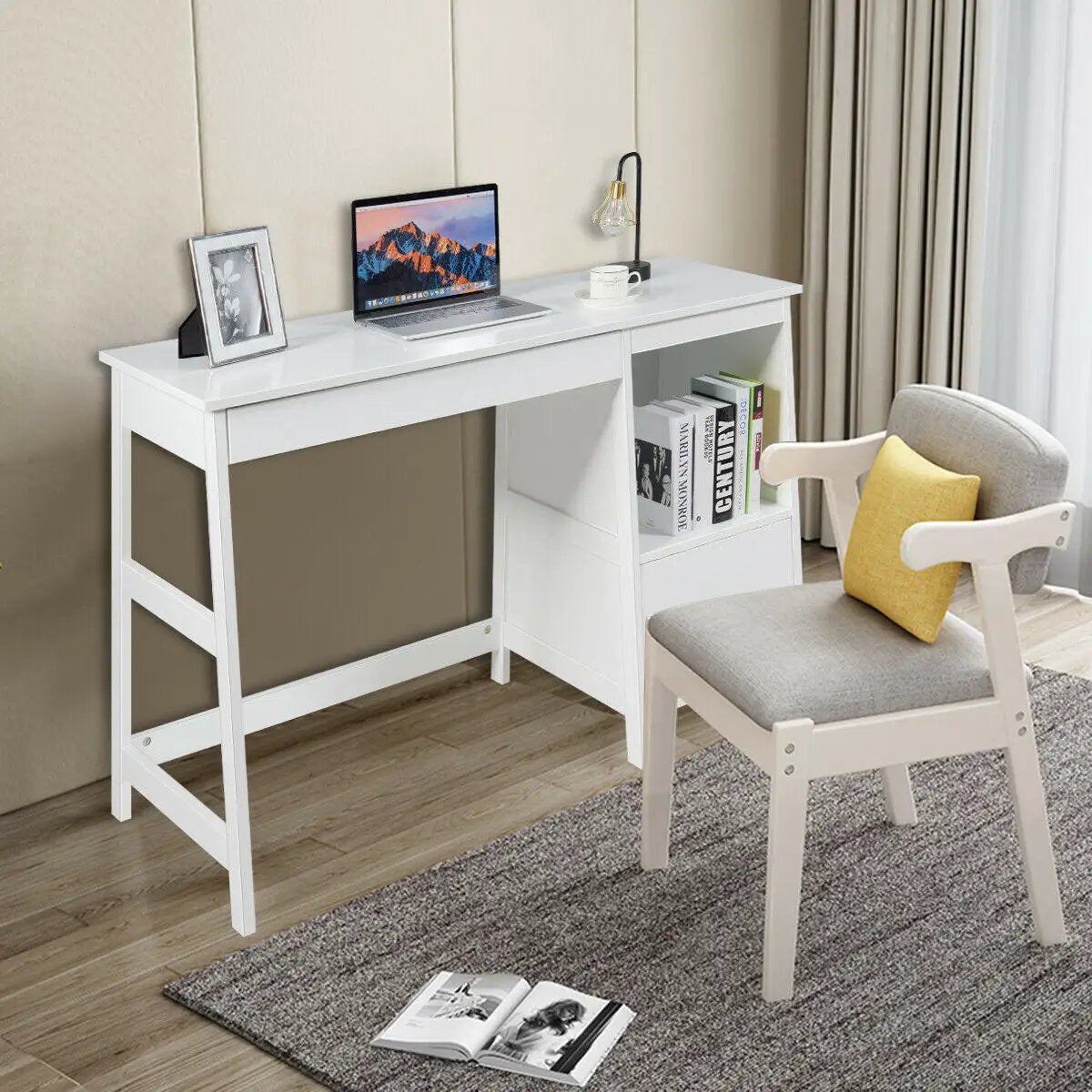 47.5 Inch Modern Home Computer Desk with 2 Storage Drawers by DirectDeals
