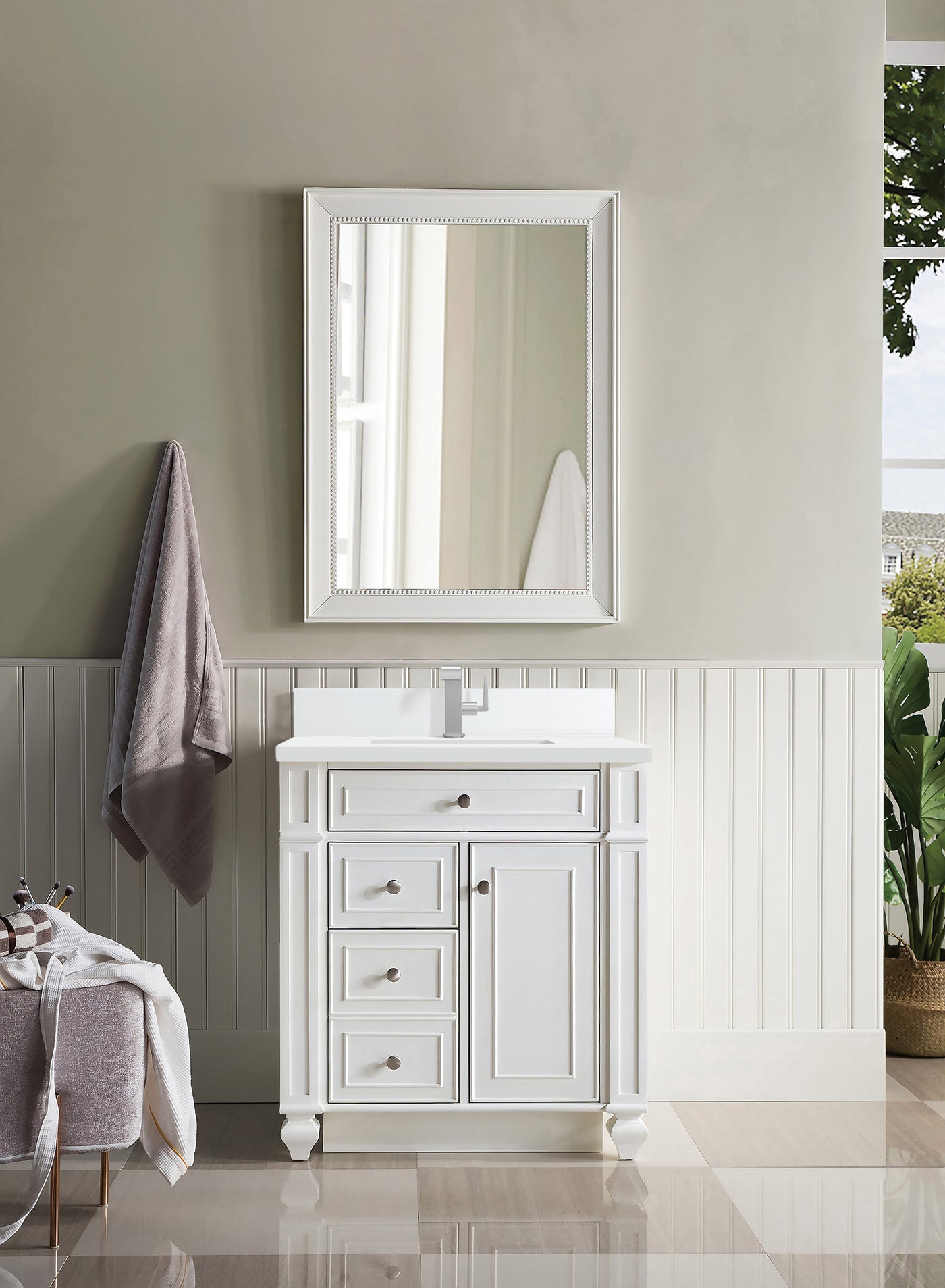 James Martin Bristol 30" Single Bathroom Vanity, Bright White, view 27