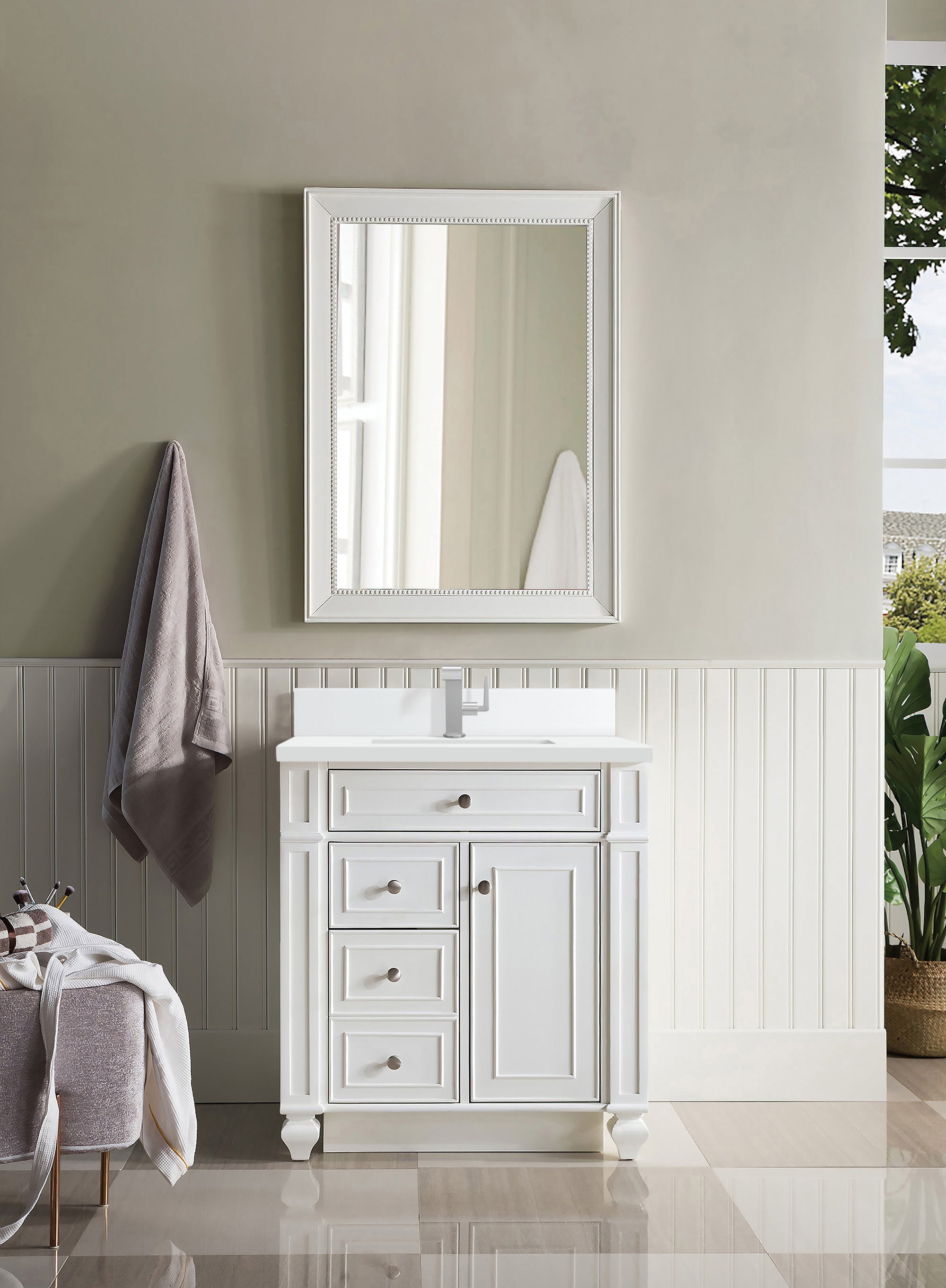 James Martin Bristol 30" Single Bathroom Vanity, Bright White, view 27