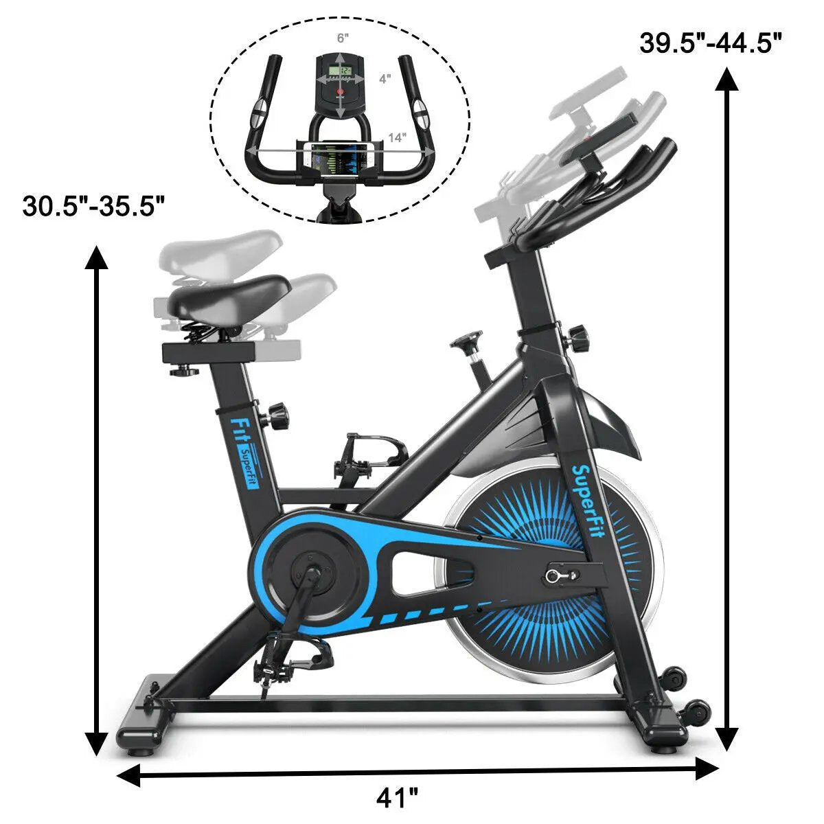 Indoor Silent Belt Drive Adjustable Resistance Cycling Stationary Bike by DirectDeals