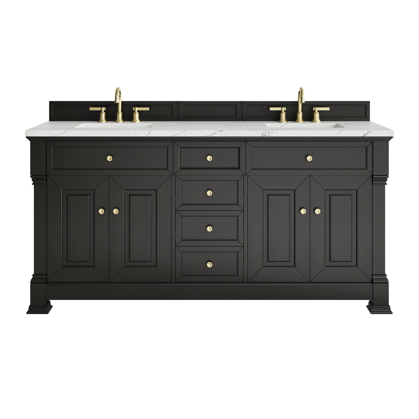 James Martin Brookfield 72" Double Bathroom Vanity, Black Onyx with Ethereal Noctis (FreePower) countertop