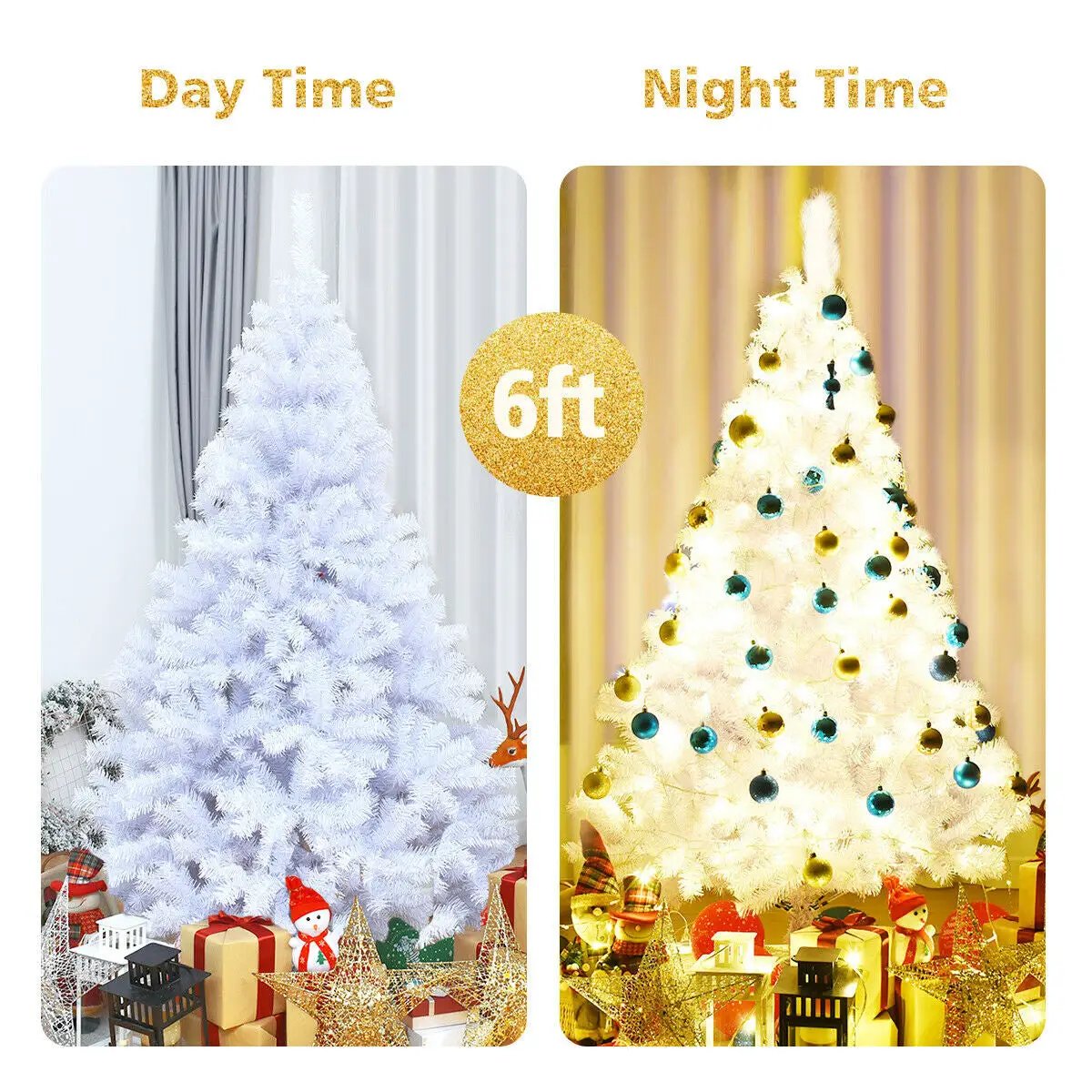 6' / 7.5' / 9' Hinged Artificial Christmas Tree with Metal Stand, photo 8 of 10