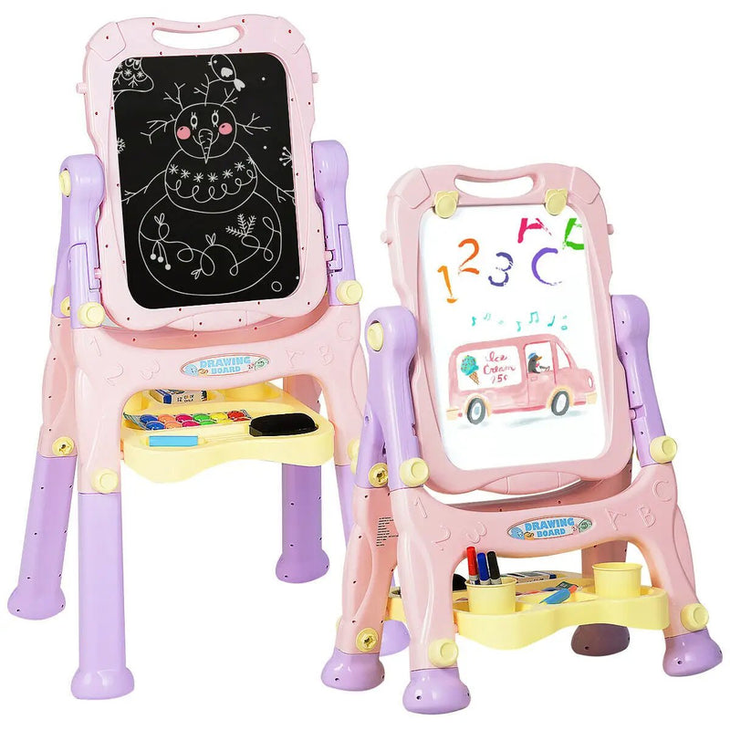 Kids Height Adjustable Double Side Magnetic Art Easel-Purple by DirectDeals
