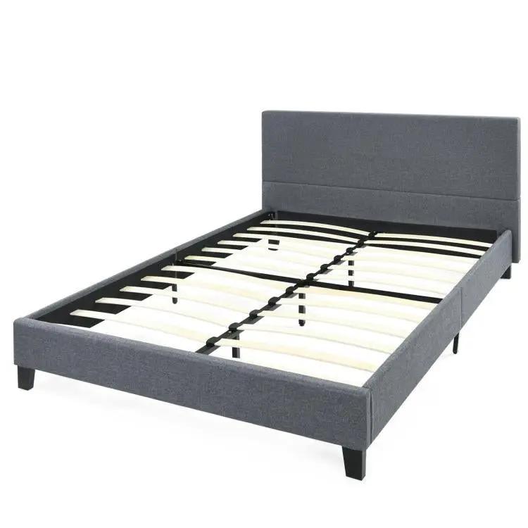 Full/Queen Size Upholstered Platform Bed Frame with Linen Headboard, photo 9 of 16