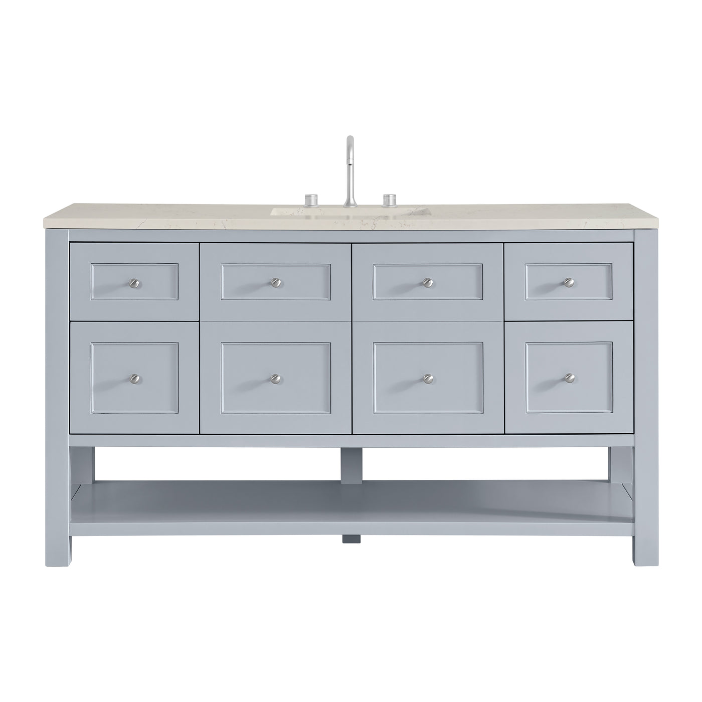 James Martin Breckenridge 60" Single Bathroom Vanity, Serenity Blue with Siberian countertop