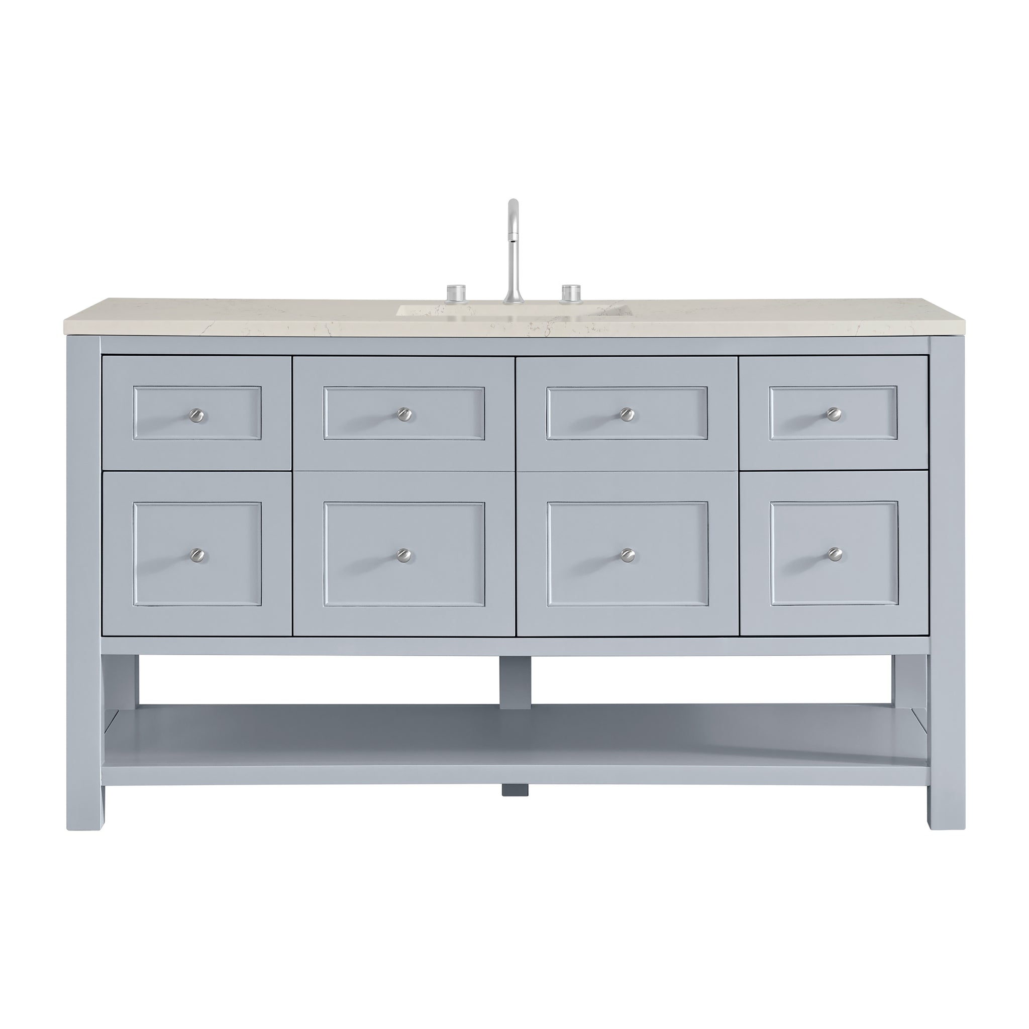 James Martin Breckenridge 60" Single Bathroom Vanity, Serenity Blue with Siberian countertop