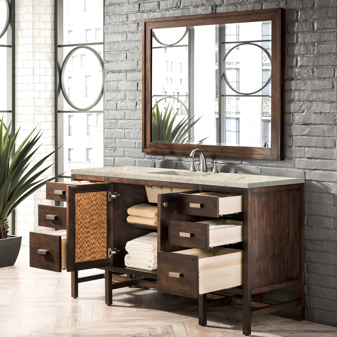 James Martin Addison 60" Single Bathroom Vanity, Mid-Century Acacia, view 30