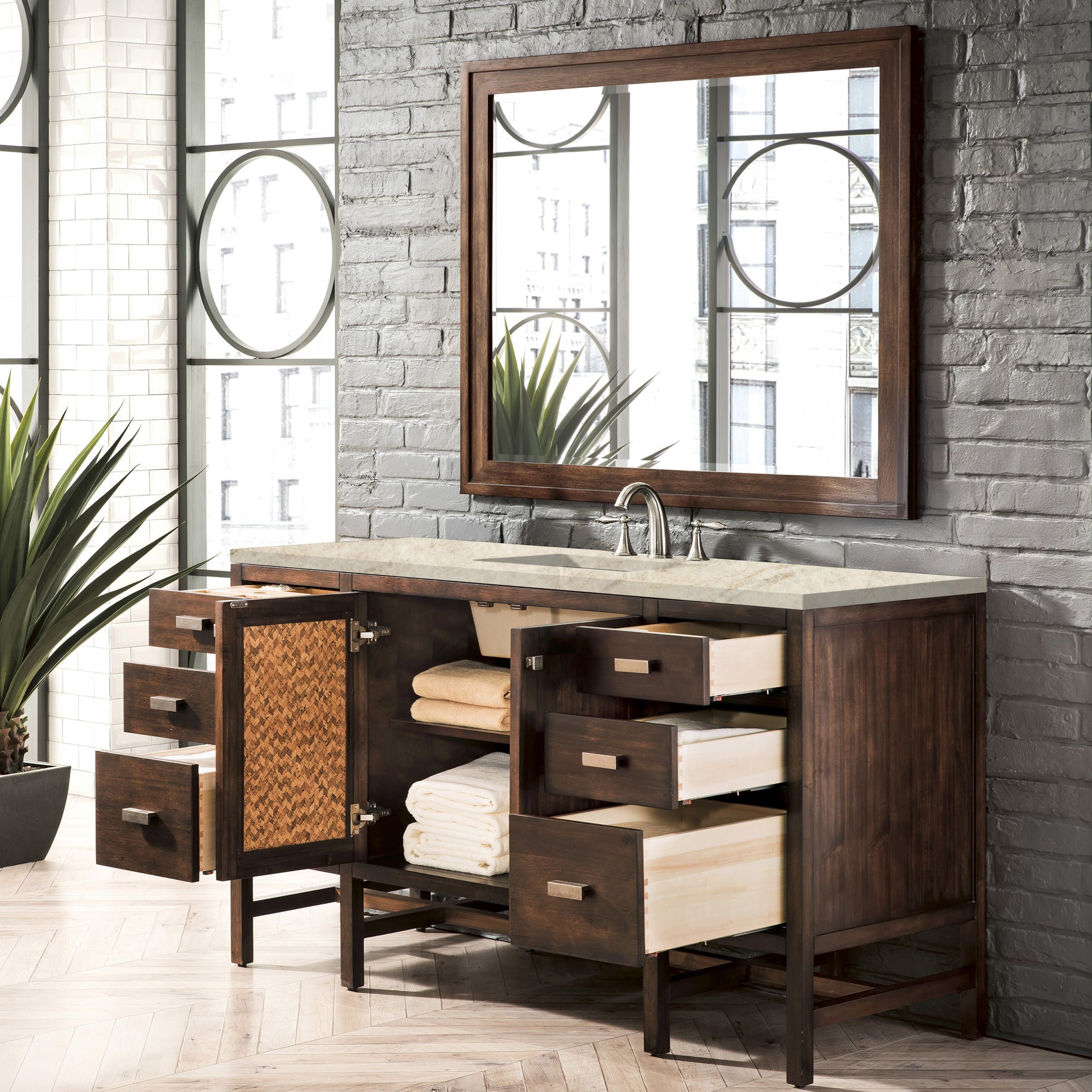 James Martin Addison 60" Single Bathroom Vanity, Mid-Century Acacia, view 30