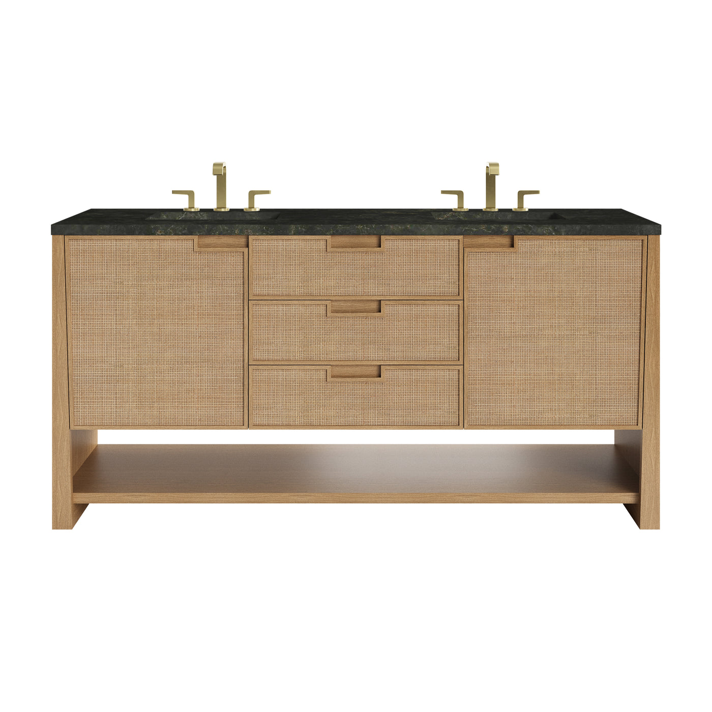 James Martin Solene 72" Double Bathroom Vanity, Seaside Oak with Phantome countertop