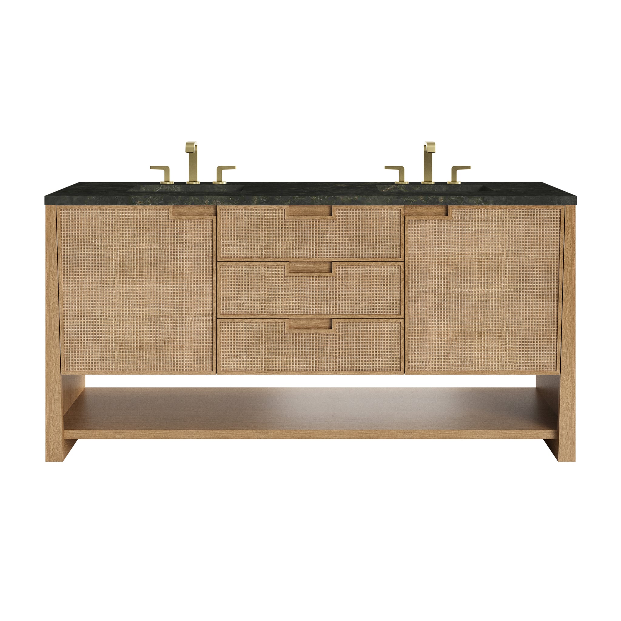 James Martin Solene 72" Double Bathroom Vanity, Seaside Oak with Phantome countertop