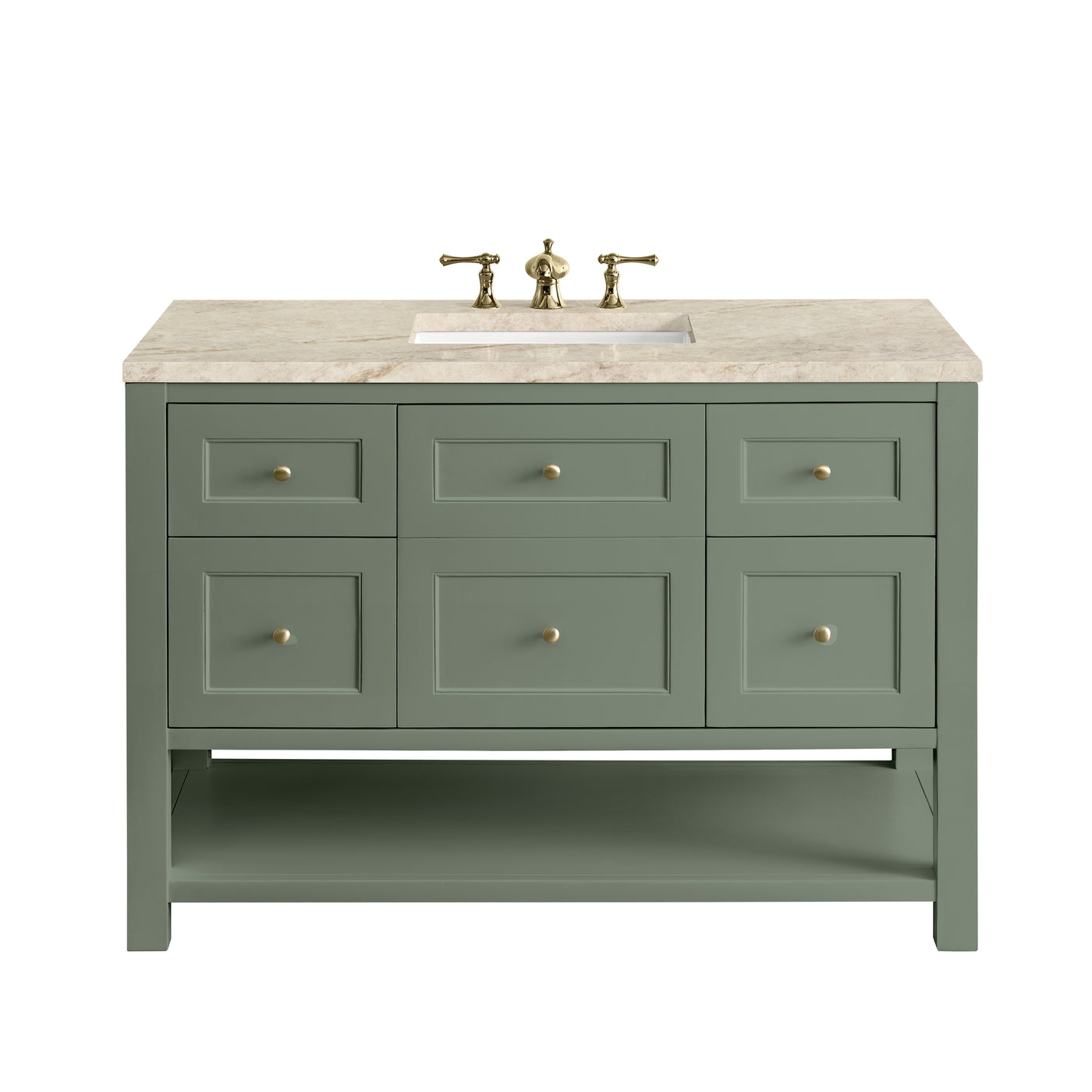 James Martin Breckenridge 48" Single Bathroom Vanity, Smokey Celadon with Tajnar countertop