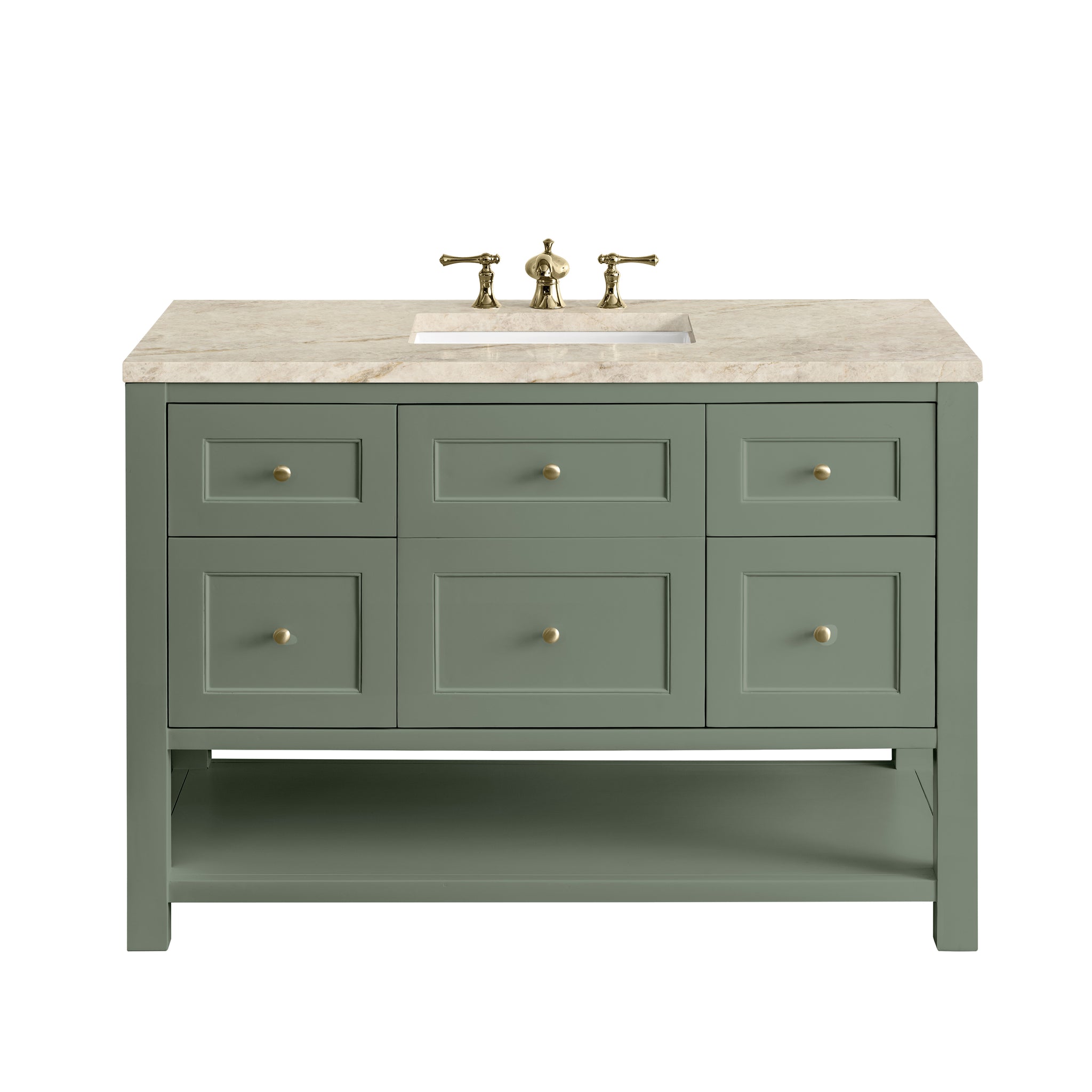 James Martin Breckenridge 48" Single Bathroom Vanity, Smokey Celadon with Tajnar countertop