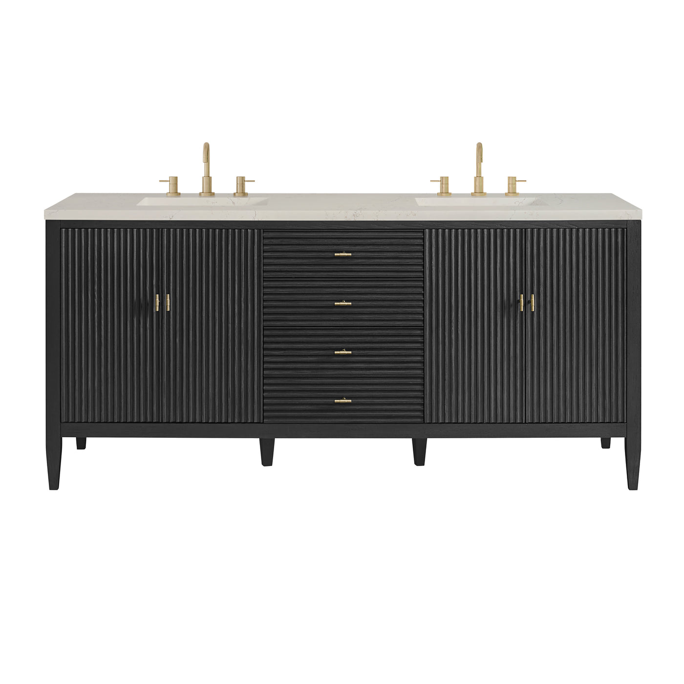 James Martin Myrrin 72" Double Bathroom Vanity, Carbon Oak with Siberian countertop