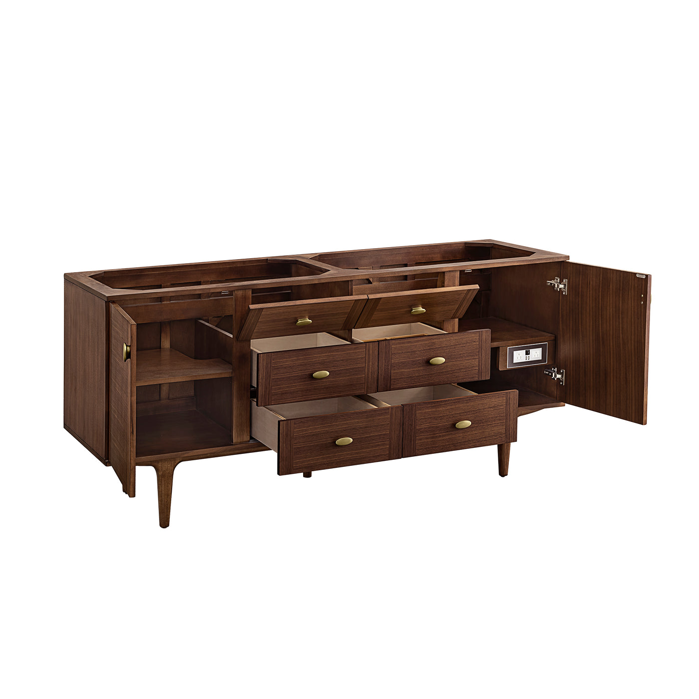 James Martin Amberly 72" Dual Mount Double Bathroom Vanity, Mid-Century Walnut, view 23