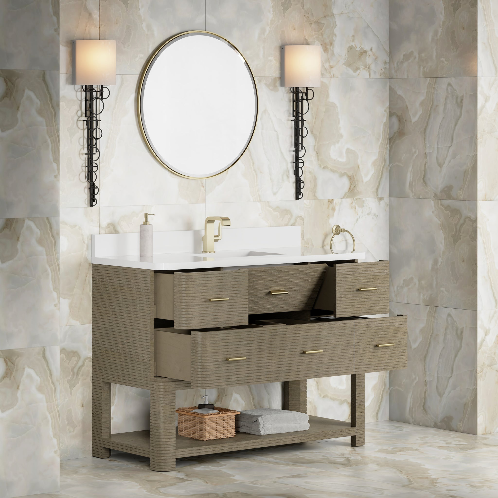 James Martin Lucian 48" Single Bathroom Vanity, Pebble Oak, view 23
