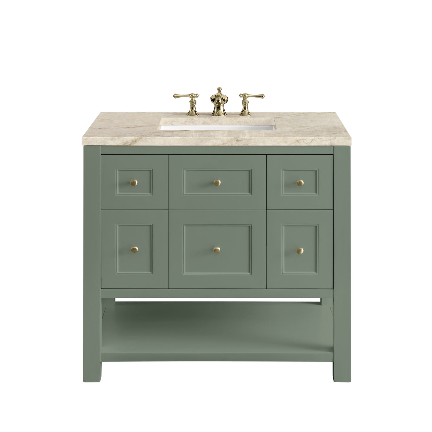 James Martin Breckenridge 36" Single Bathroom Vanity, Smokey Celadon with Tajnar countertop